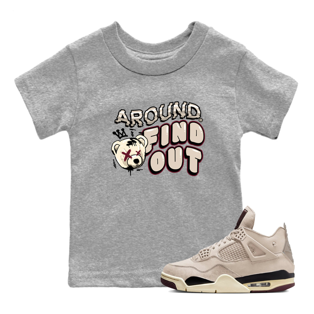 Air Jordan 4 A Ma Maniere x Phantom shirts to match jordans Around And Find Out sneaker match tees Air Jordan 4 A Ma Maniere x Phantom Drip Gear Zone Youth Baby Heather Grey 1 crew neck shirts