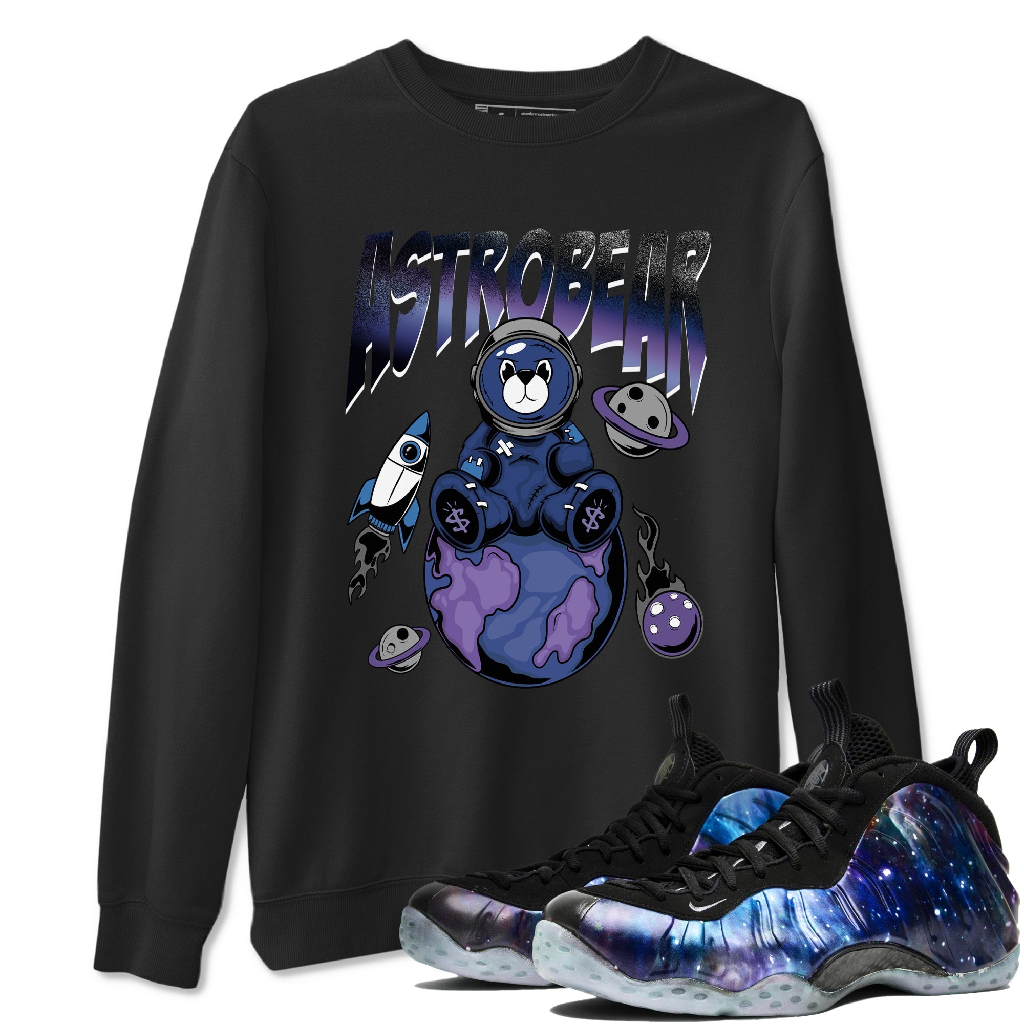 Air Foamposite One Galaxy Shirts To Match Jordans Astrobear Sneaker Shirts Air Foamposite 1 Galaxy Drip Gear Zone Unisex Cotton Crew Neck Black 1 crew neck shirts