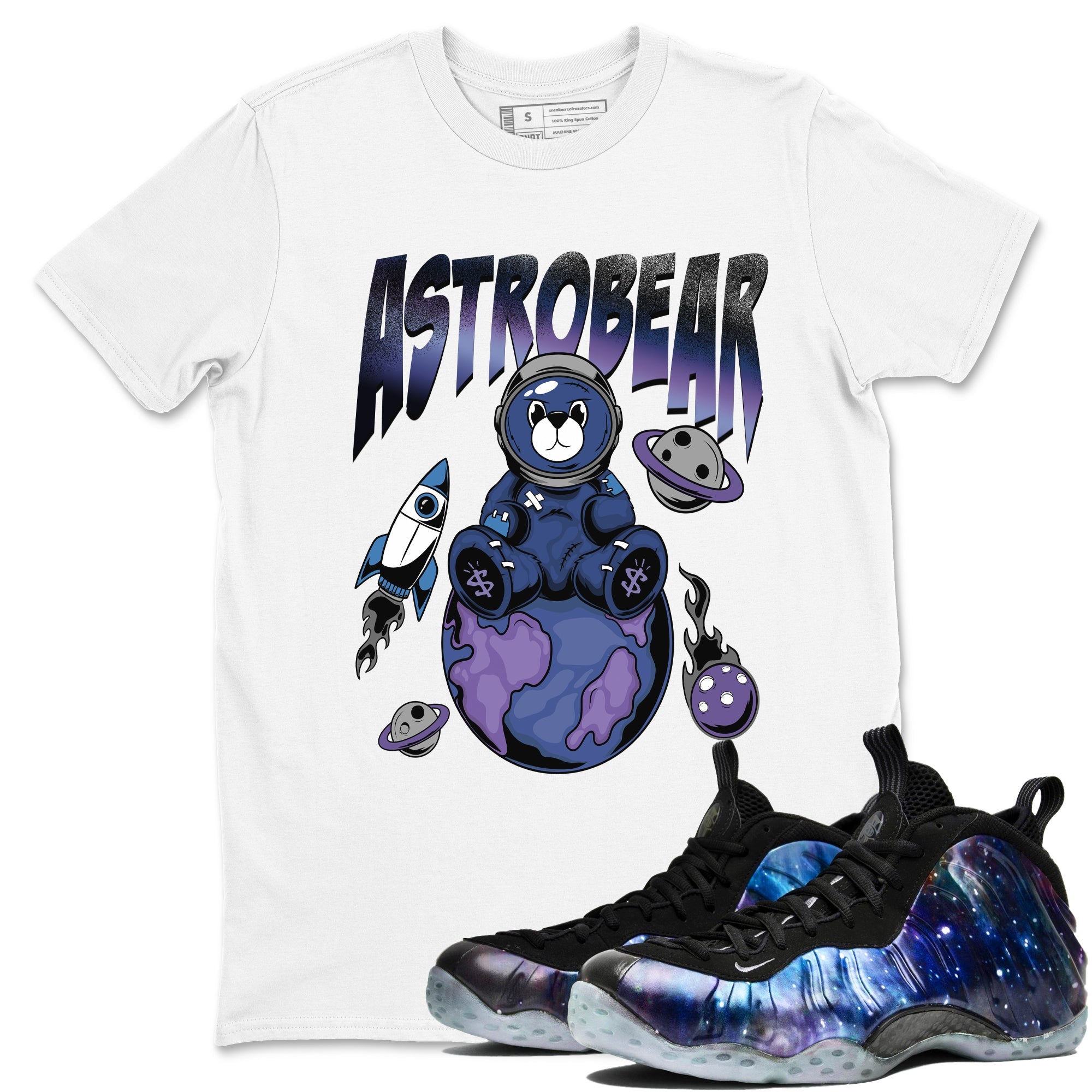 Air Foamposite One Galaxy Shirts To Match Jordans Astrobear Sneaker Shirts Air Foamposite 1 Galaxy Drip Gear Zone Unisex Cotton Crew Neck White 1 crew neck shirts