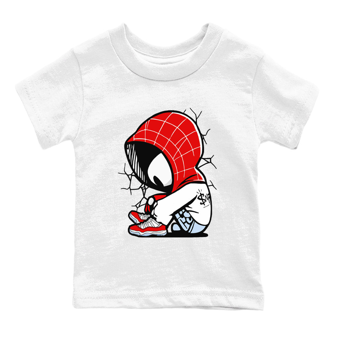 11s Cherry shirts to match jordans Baby Spider sneaker match tees Air Jordan 11 Retro Cherry match shoes to clothes Drip Gear Zone Youth Baby White 2 tee