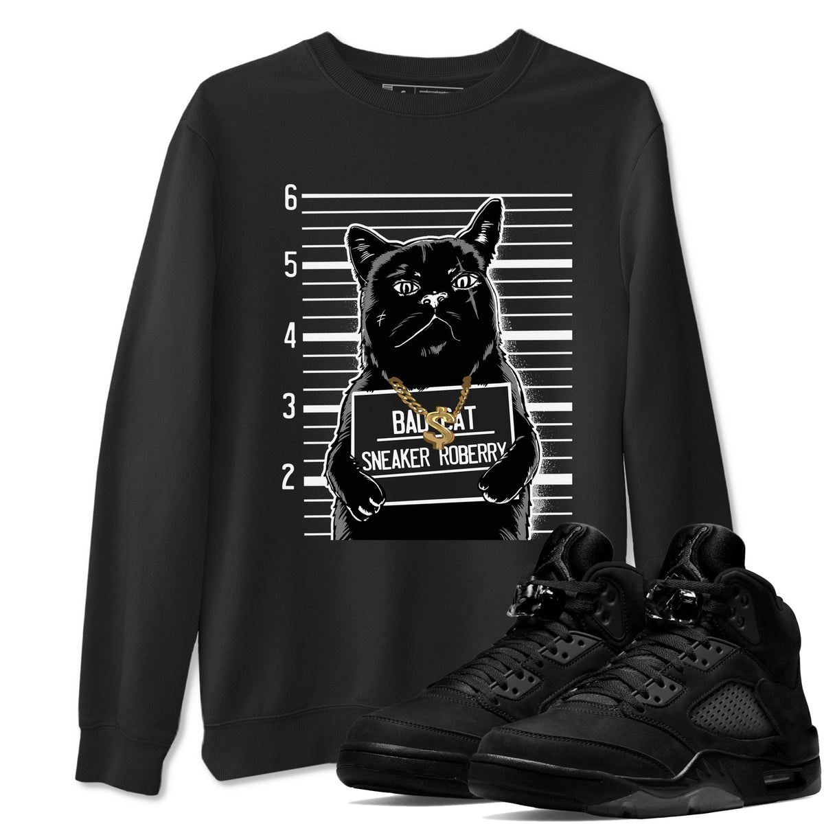 5s Black Cat shirts to match jordans Bad Cat sneaker match tees Air Jordan 5 Black Cat match shoes to clothes Drip Gear Zone unisex cotton Black 1 shirts