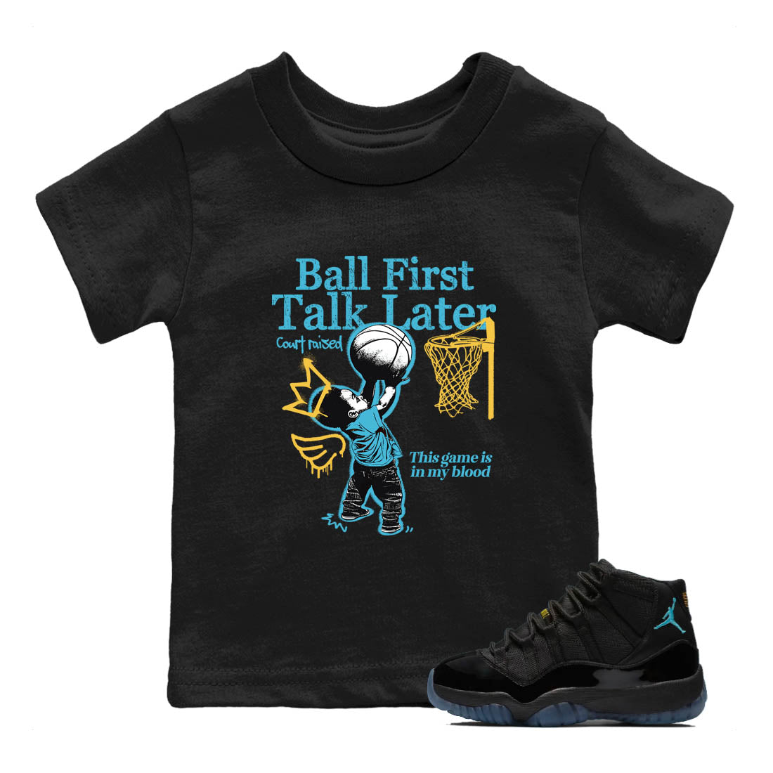 Sneaker Threads  Sneaker Tees To Match Air Jordan 11 Retro Gamma  Ball First Talk Later Youth Graphic Tee Black 1. Perfect for Jordan releases 2025 colorways.