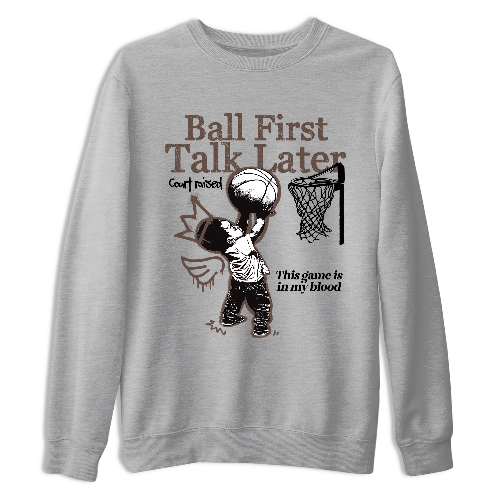 Sneaker match tees  Sneaker Tees To Match Air Jordan 4 Cave Stone Shoes  Ball First Talk Later Tee Heather Grey 2