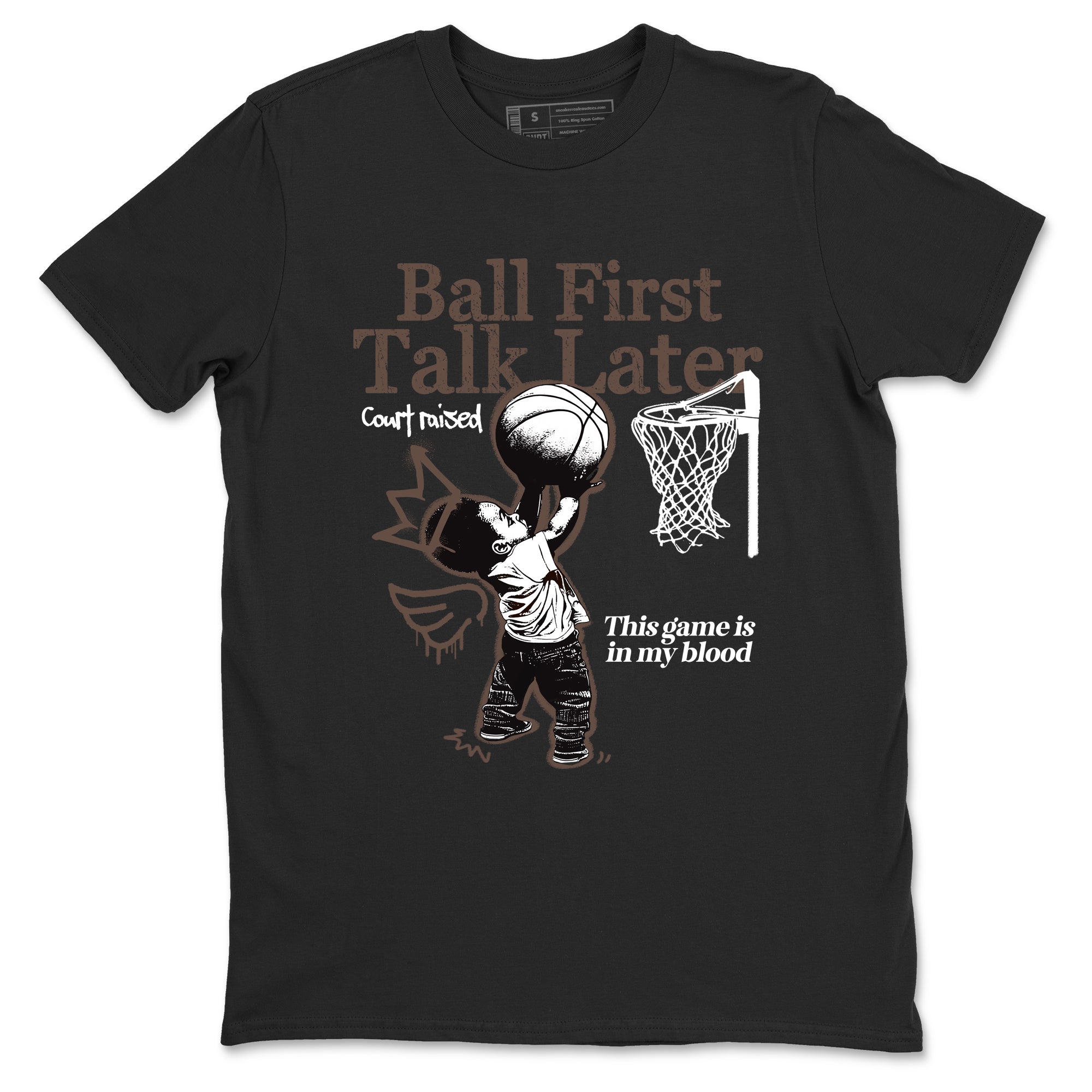 Sneaker match tees  Sneaker Tees To Match Air Jordan 4 Cave Stone Shoes  Ball First Talk Later Tee Black 2