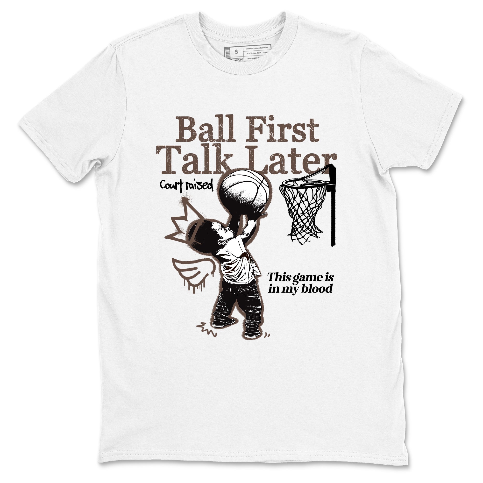 Sneaker match tees  Sneaker Tees To Match Air Jordan 4 Cave Stone Shoes  Ball First Talk Later Tee White 2