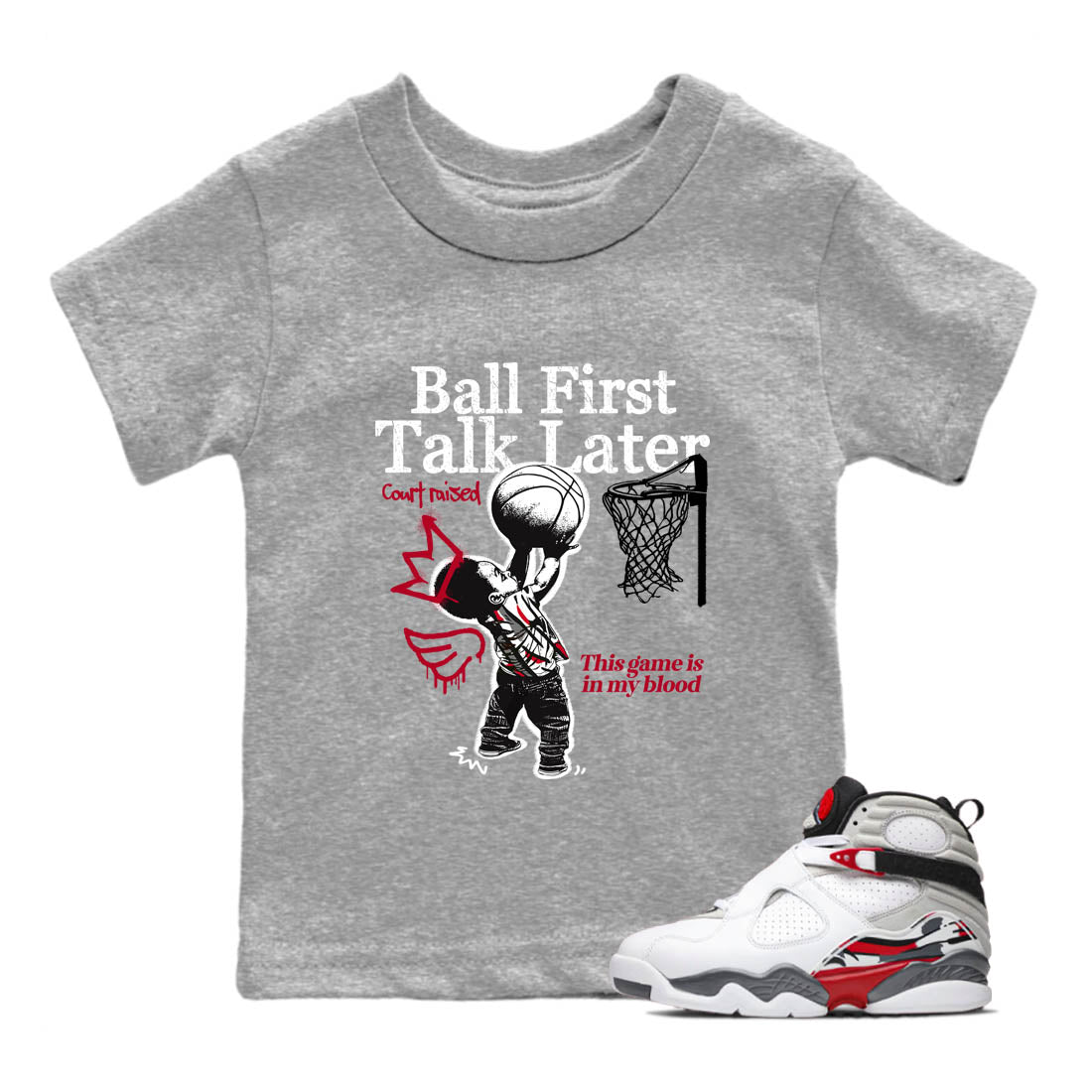Sneaker Threads  Sneaker Tees To Match Air Jordan 8 Bunny  Ball First Talk Later Youth Graphic Tee Heather Grey 1. Perfect for Jordan releases 2025 colorways.