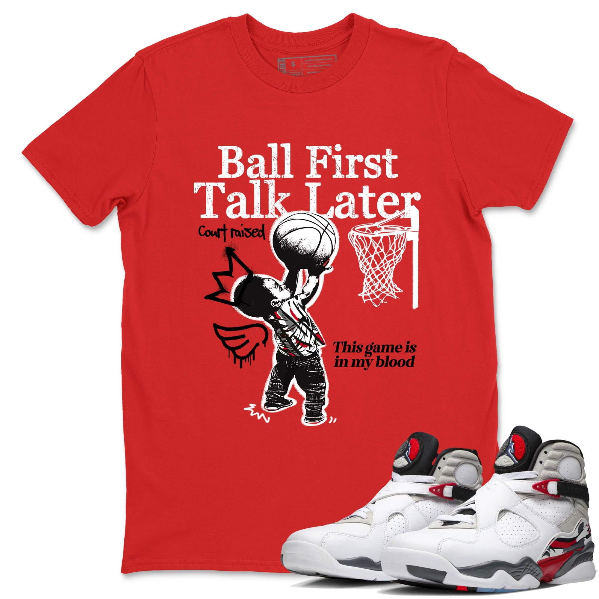Sneaker Threads  Sneaker Tees To Match Air Jordan 8 Bunny  Ball First Talk Later Graphic Tee Red 1. Perfect for Jordan releases 2025 colorways.