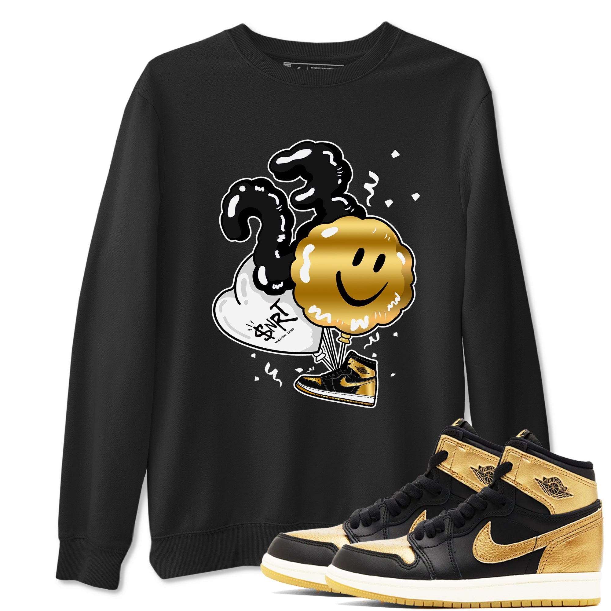 Air Jordan 1 High OG Black Metallic Gold shirts to match jordans Balloon sneaker match tees Air Jordan 1 Retrp Black Metallic Gold Sneaker Shirts Drip Gear Zone streetwear brand Black 1 unisex cotton tee