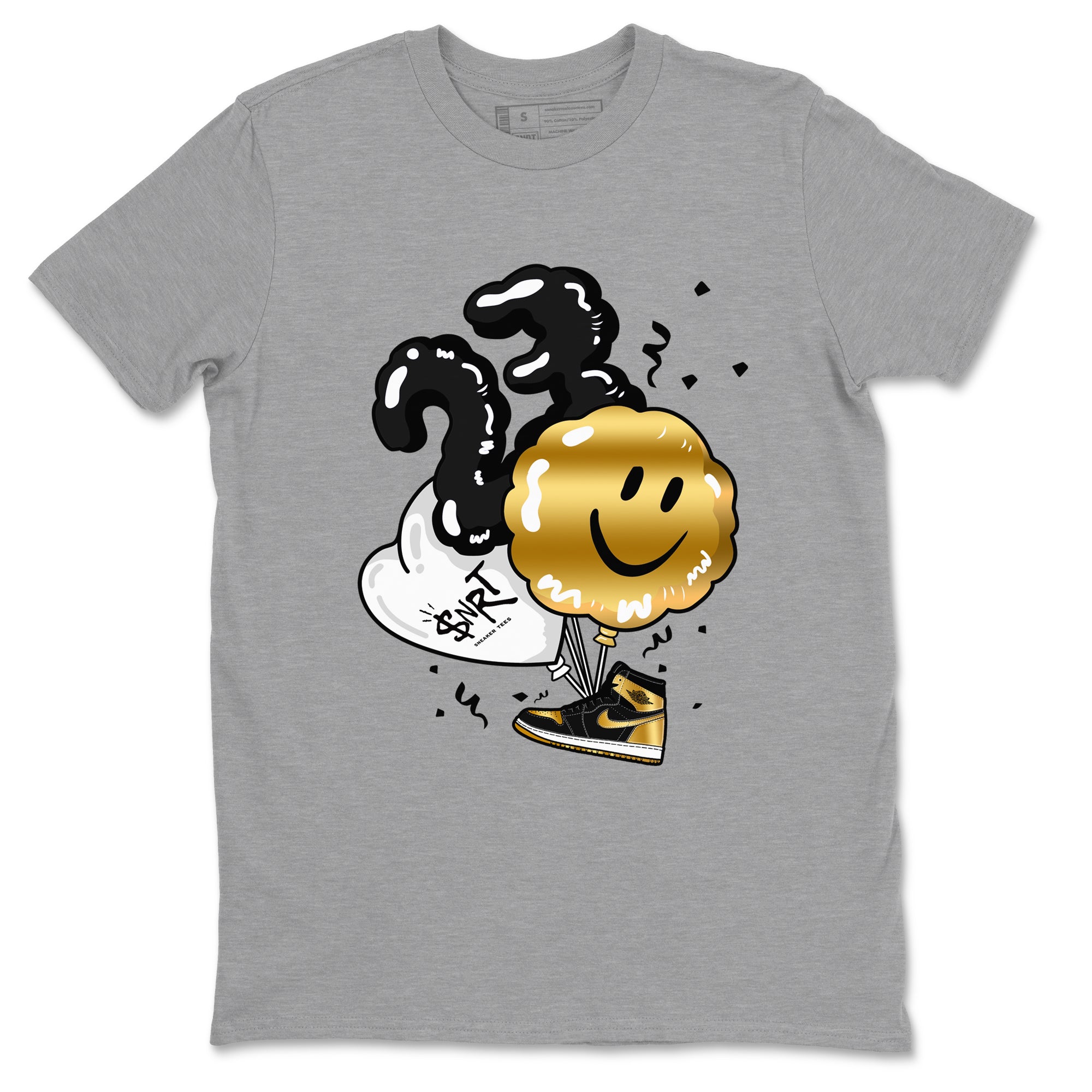 Air Jordan 1 High OG Black Metallic Gold shirts to match jordans Balloon sneaker match tees Air Jordan 1 Retrp Black Metallic Gold Sneaker Shirts Drip Gear Zone streetwear brand Heather Grey 2 unisex cotton tee
