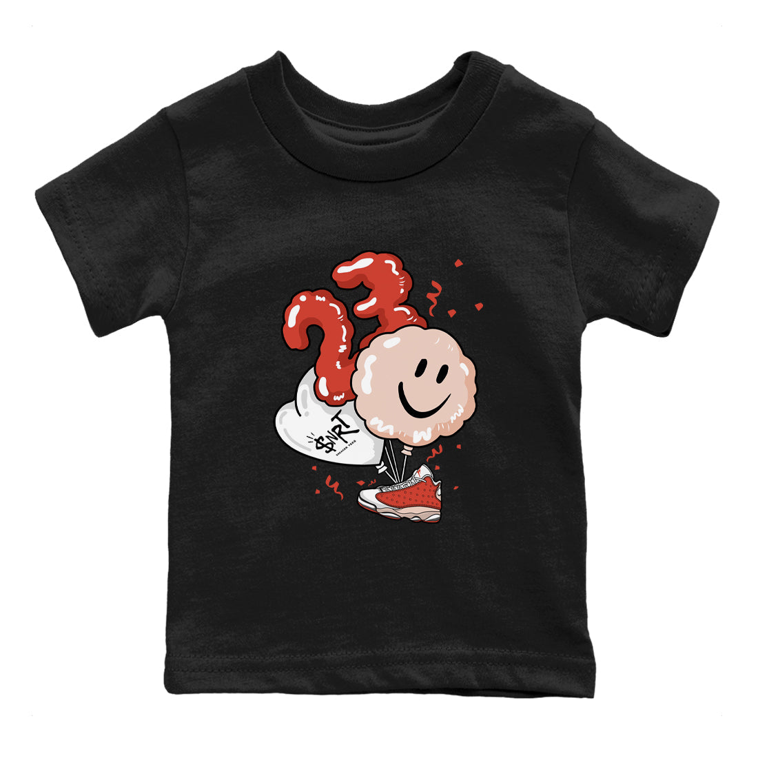 Air Jordan 13 Dune Red shirts to match jordans Balloon sneaker match tees AJ13 Dune Red Sneaker Shirts Drip Gear Zone streetwear brand Baby and Youth Black 2 cotton tee