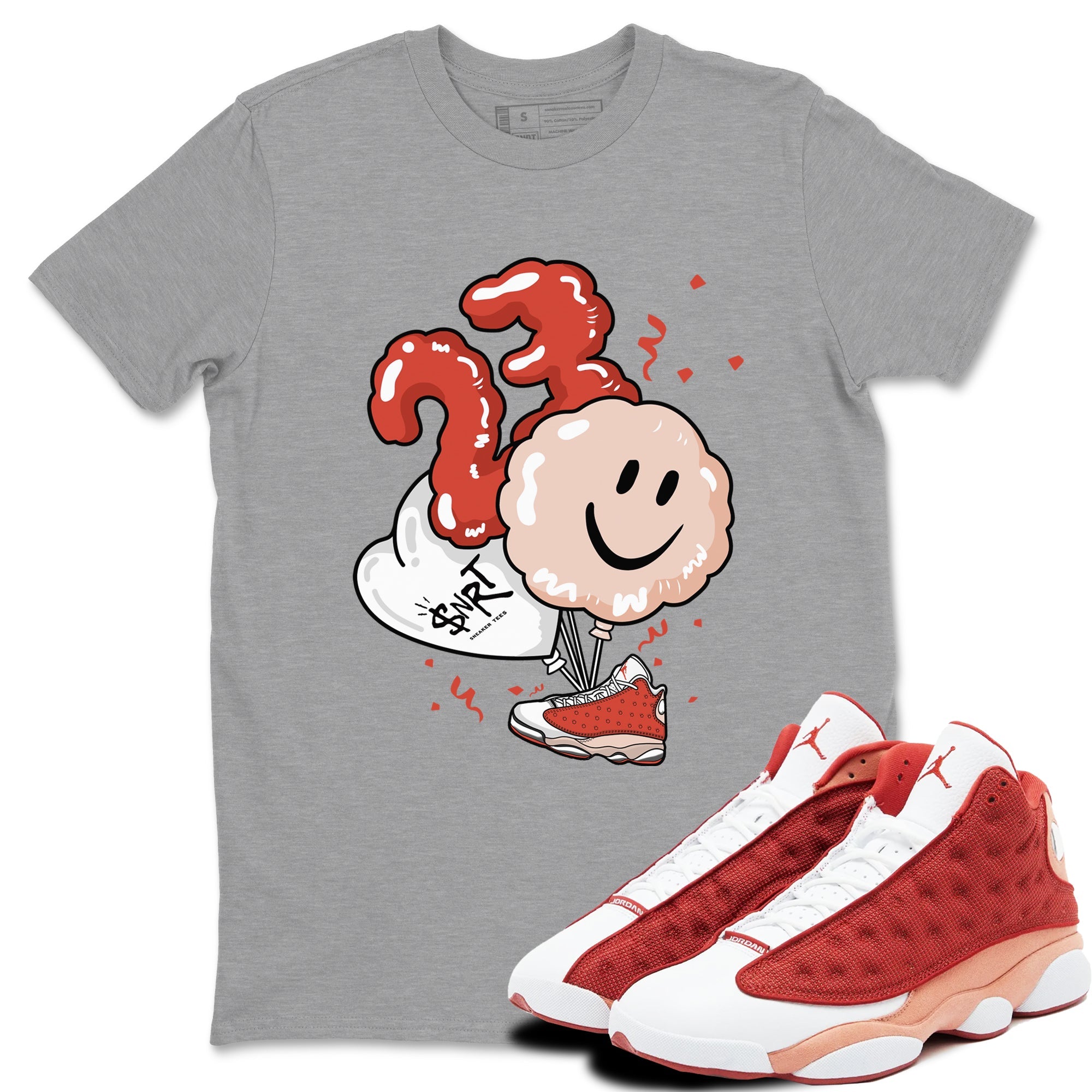 Air Jordan 13 Dune Red shirts to match jordans Balloon sneaker match tees AJ13 Dune Red Sneaker Shirts Drip Gear Zone streetwear brand Heather Grey 1 unisex cotton tee