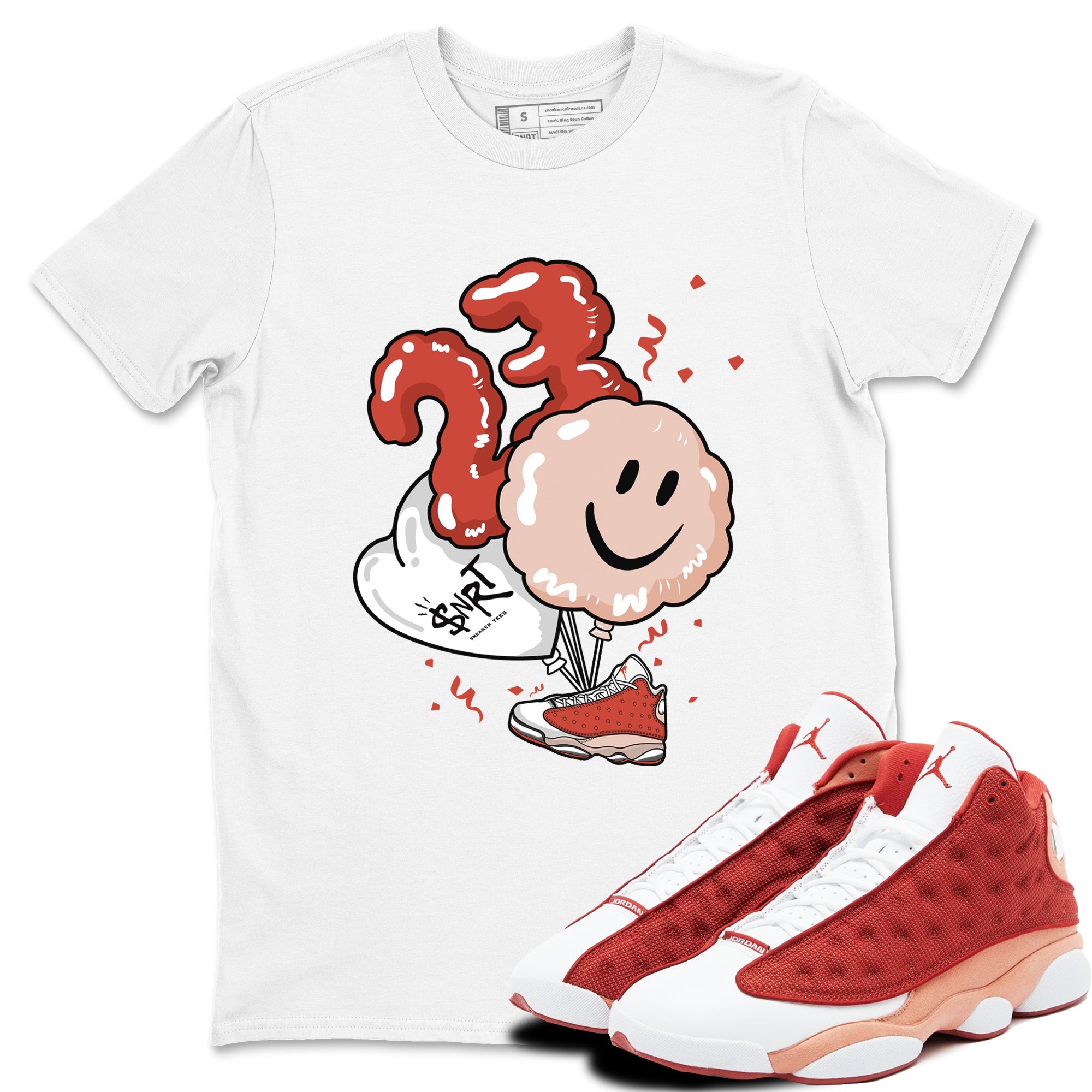 Air Jordan 13 Dune Red shirts to match jordans Balloon sneaker match tees AJ13 Dune Red Sneaker Shirts Drip Gear Zone streetwear brand White 1 unisex cotton tee
