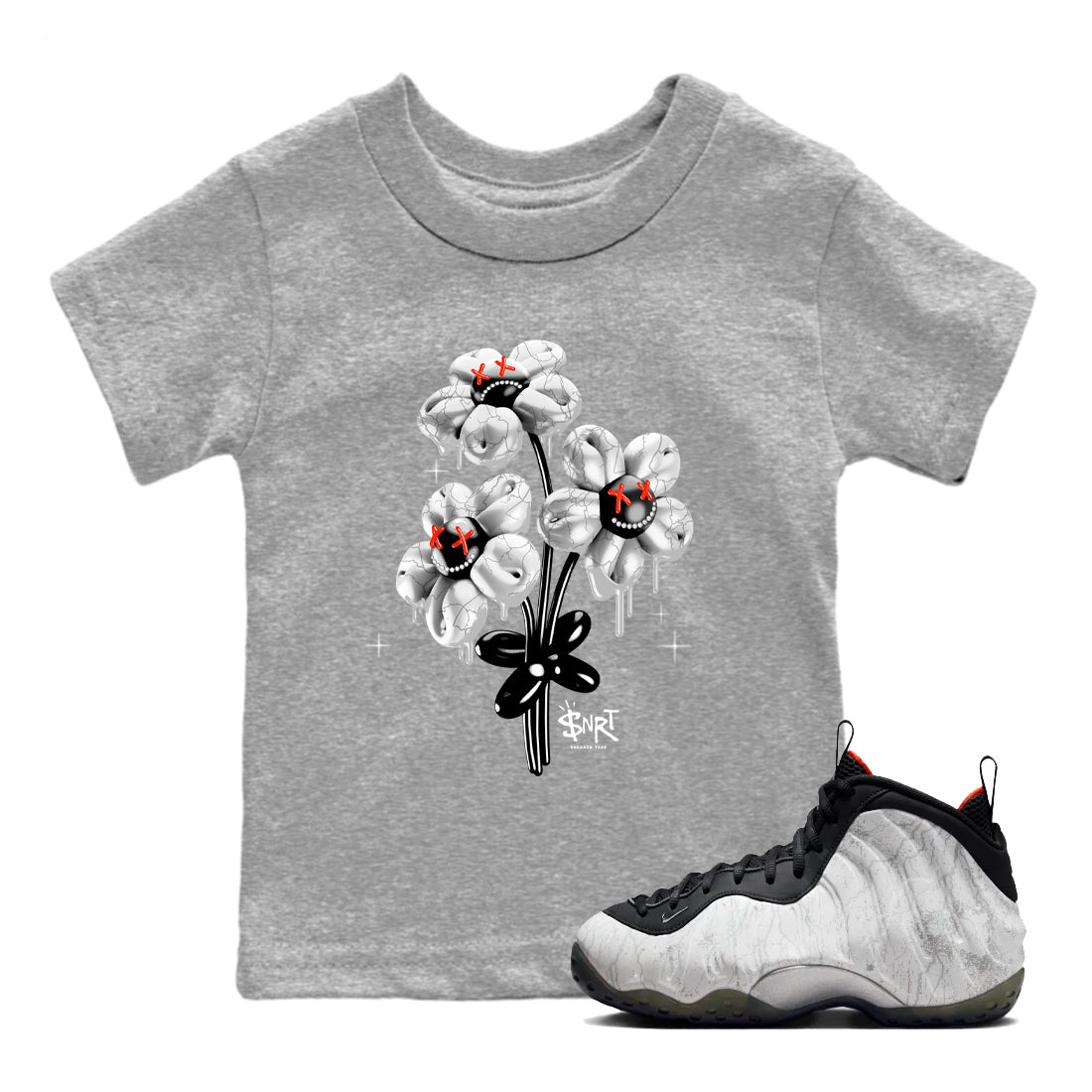 Foams One Jin shirts to match jordans Balloon Bouquet sneaker match tees Air Foamposite One Jin match shoes to clothes Drip Gear Zone Youth Baby Heather Grey 1 tee