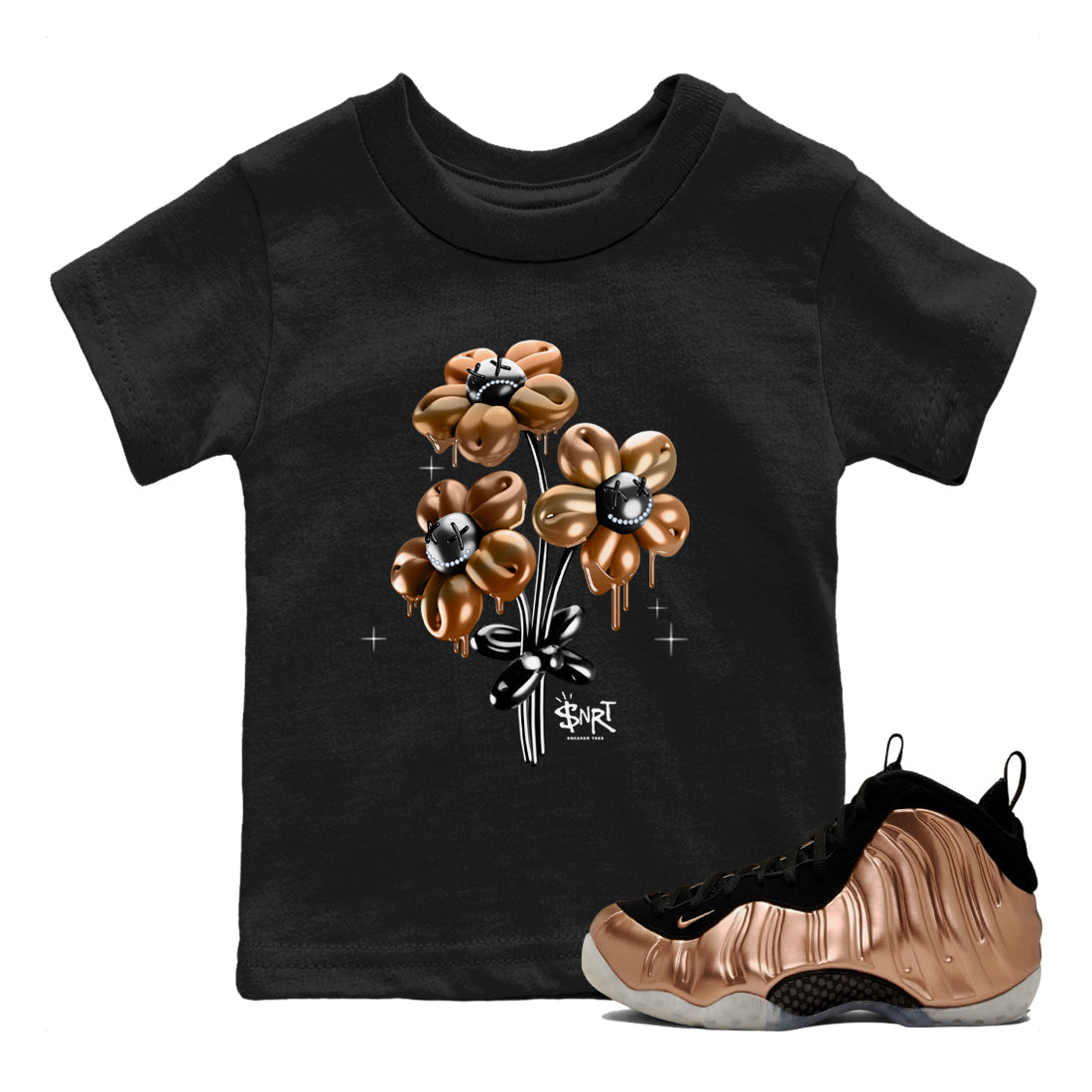 Foams One Metallic Copper shirts to match jordans Balloon Bouquet sneaker match tees Air Foamposite One Metallic Copper match shoes to clothes Drip Gear Zone Youth Baby Black 1 tee