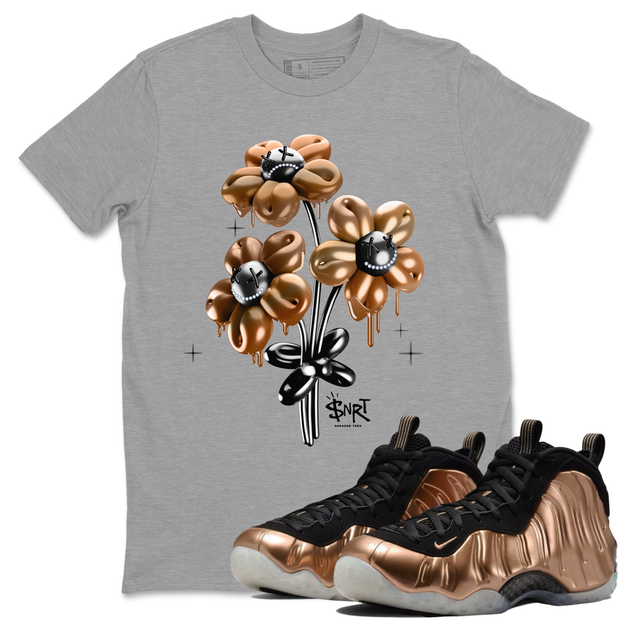 Foams One Metallic Copper shirts to match jordans Balloon Bouquet sneaker match tees Air Foamposite One Metallic Copper match shoes to clothes Drip Gear Zone unisex cotton Heather Grey 1 shirts