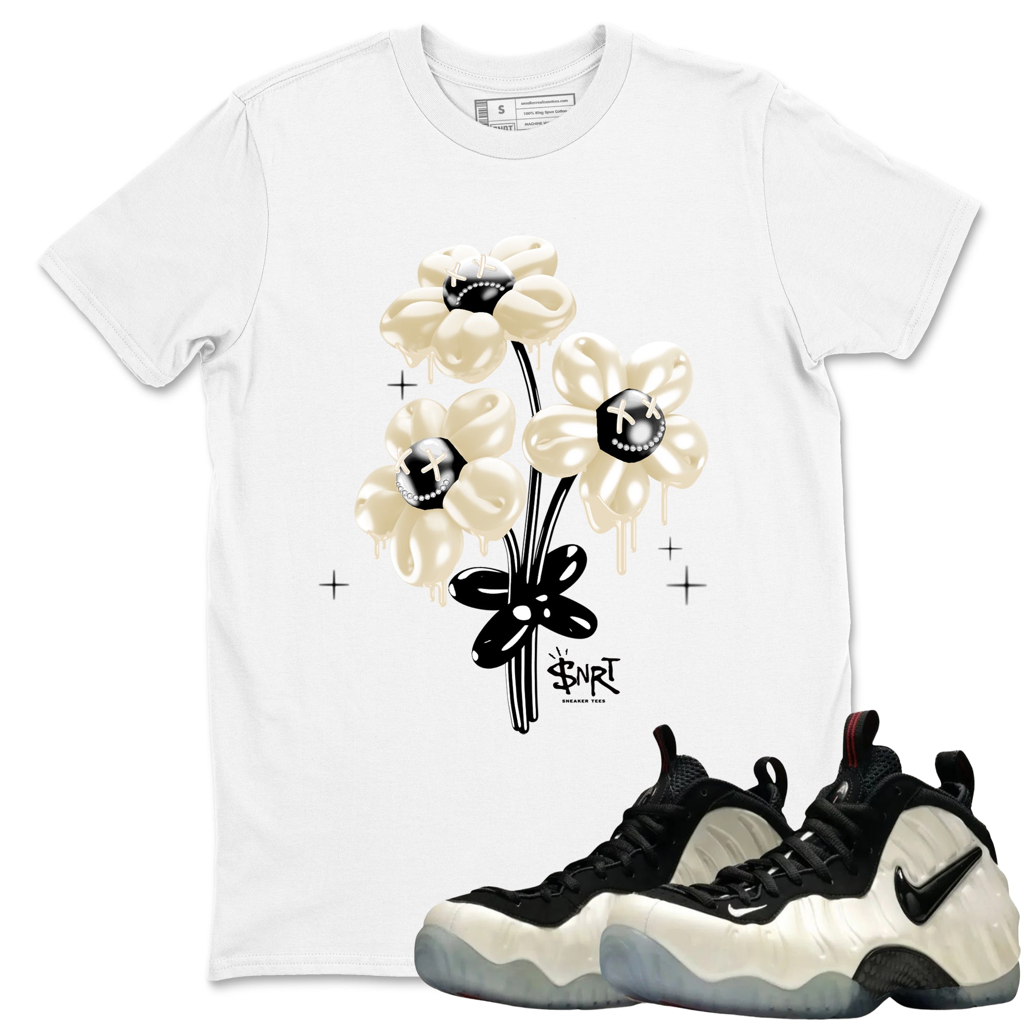 Sneaker Threads  Sneaker Tees To Match Air Foamposite One Pearl  Balloon Bouquet Graphic Tee White 1. Perfect for Jordan releases 2025 colorways.