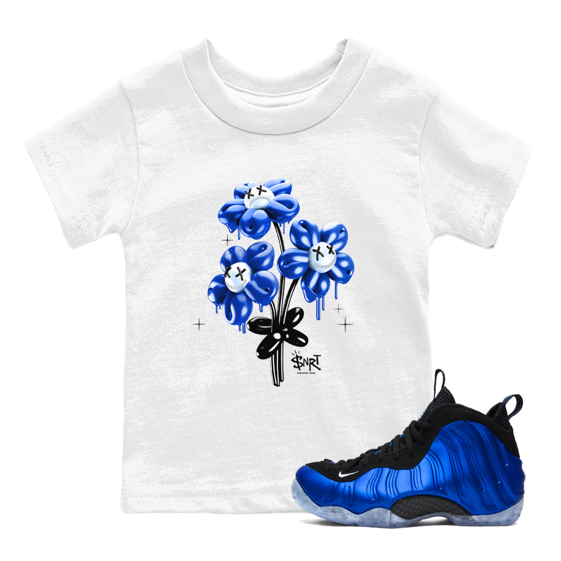 Air Foamposite One Royal shirts to match jordans Balloon Bouquet sneaker match tees Air Foamposite One Royal Drip Gear Zone Youth Baby White 1 crew neck shirts
