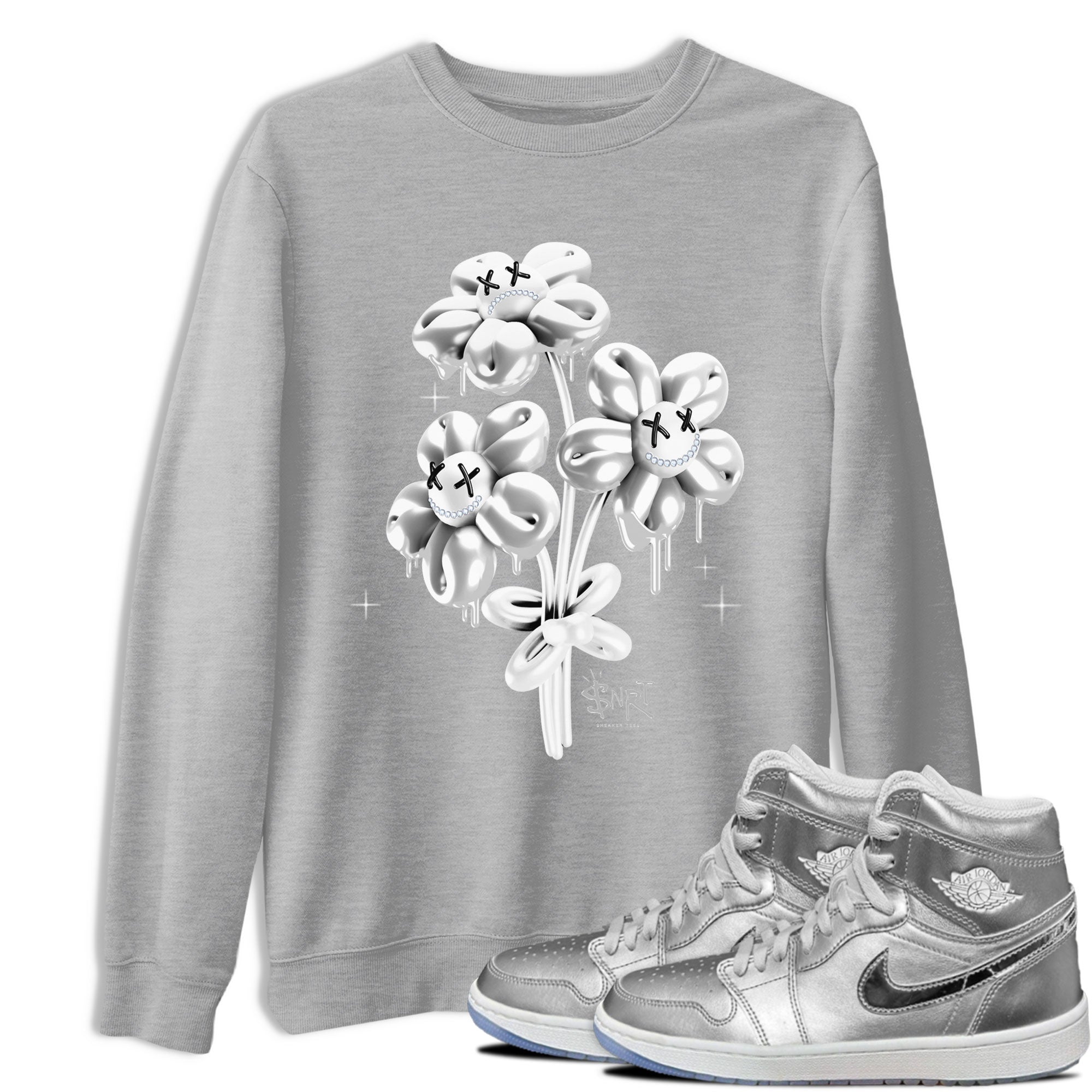 Air Jordan 1 Golf Gift Giving shirt to match jordans Balloon Bouquet sneaker tees Air Jordan 1 Tokyo Drip Gear Zone Streetwear Casual Fit Heather Grey 1 T-Shirt