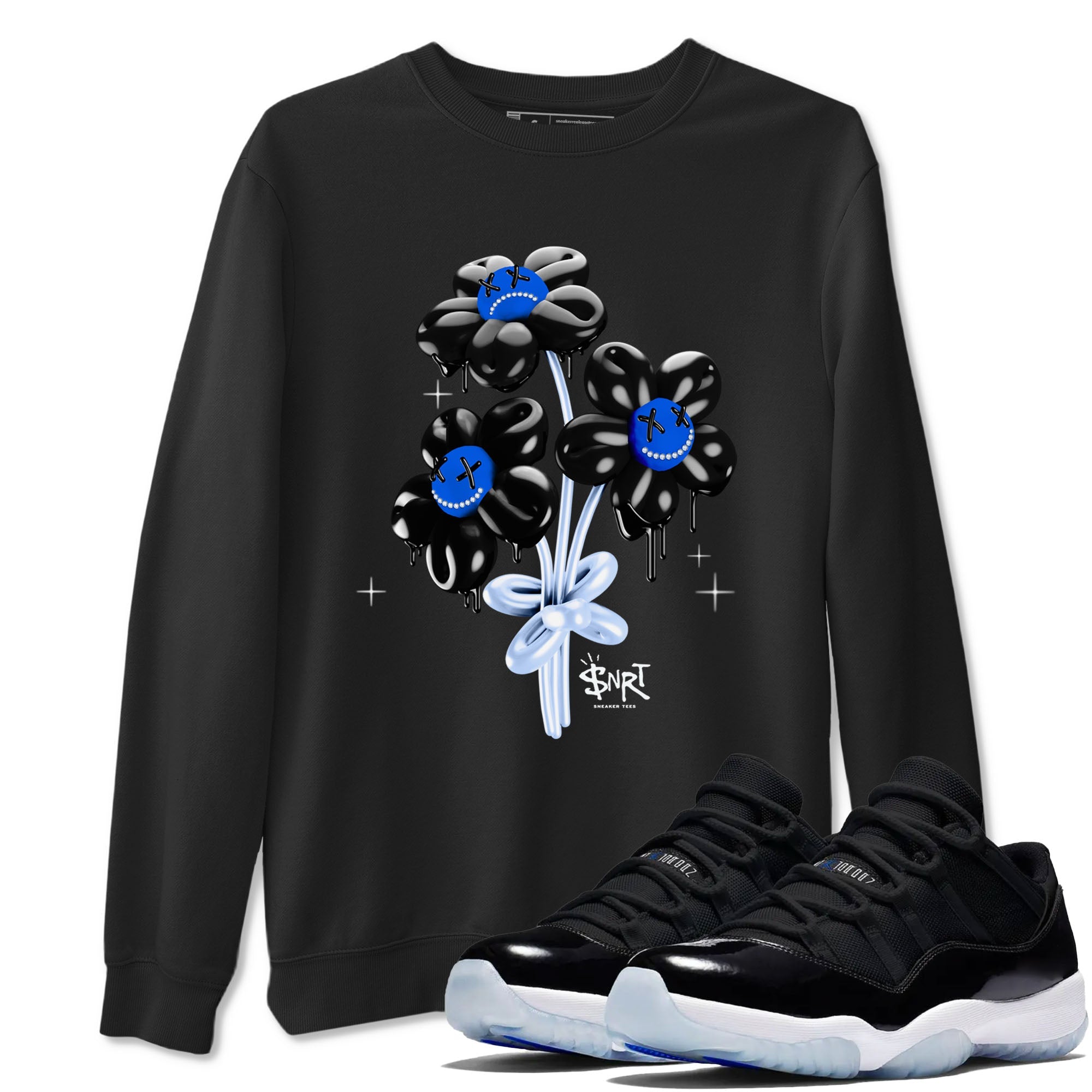 11s Black and Varsity Royal shirt to match jordans Balloon Bouquet sneaker tees AJ11 Black and Varsity Royal Drip Gear Zone unisex cotton Black 1 crew neck shirt