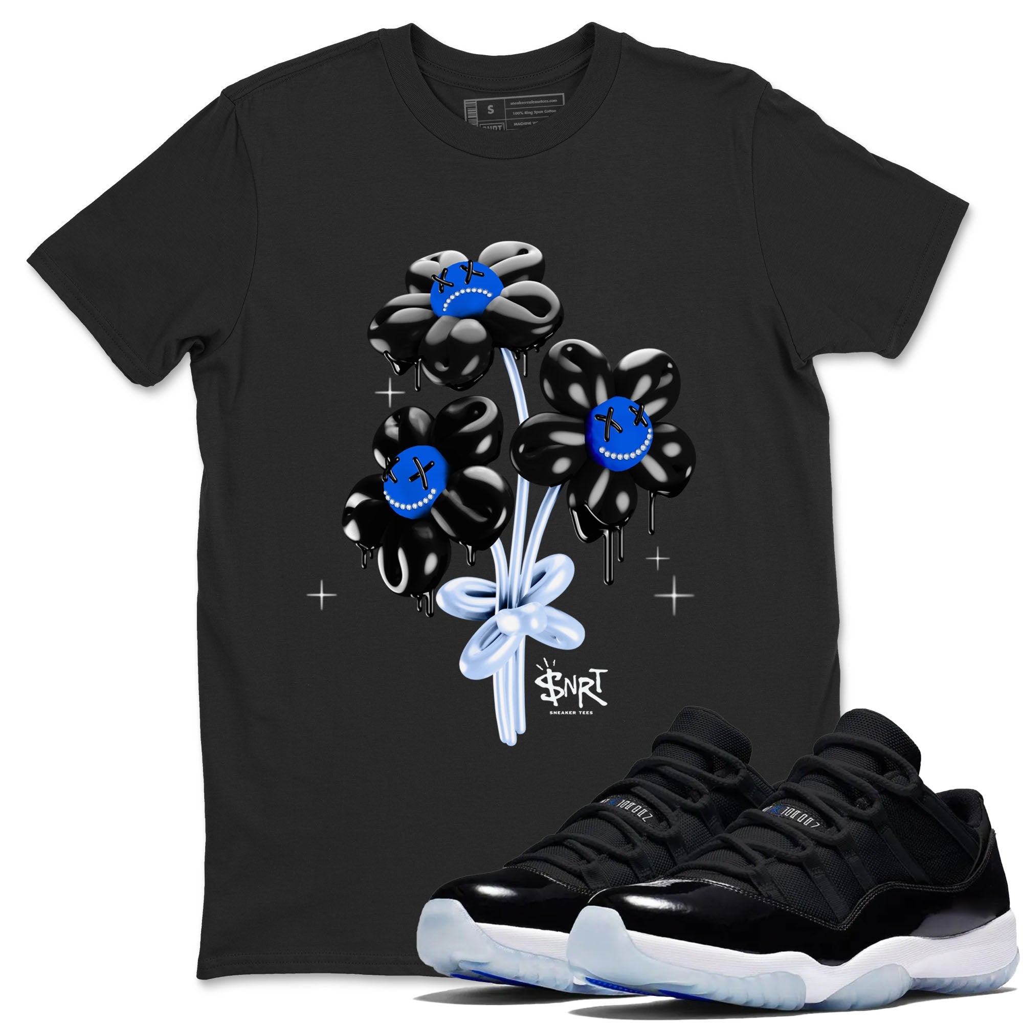 11s Black and Varsity Royal shirt to match jordans Balloon Bouquet sneaker tees AJ11 Black and Varsity Royal Drip Gear Zone unisex cotton Black 1 crew neck shirt
