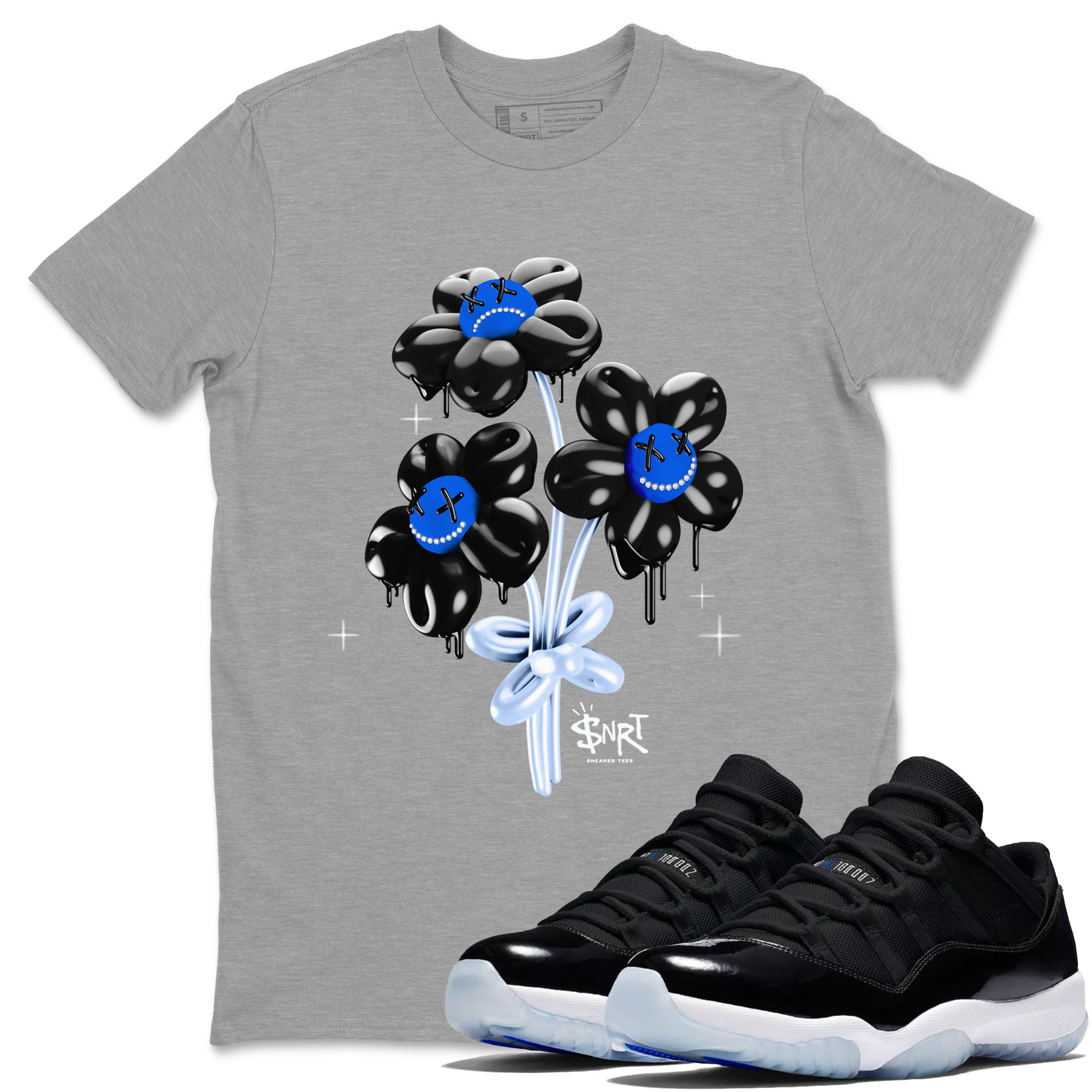 11s Black and Varsity Royal shirt to match jordans Balloon Bouquet sneaker tees AJ11 Black and Varsity Royal Drip Gear Zone unisex cotton Heather Grey 1 crew neck shirt