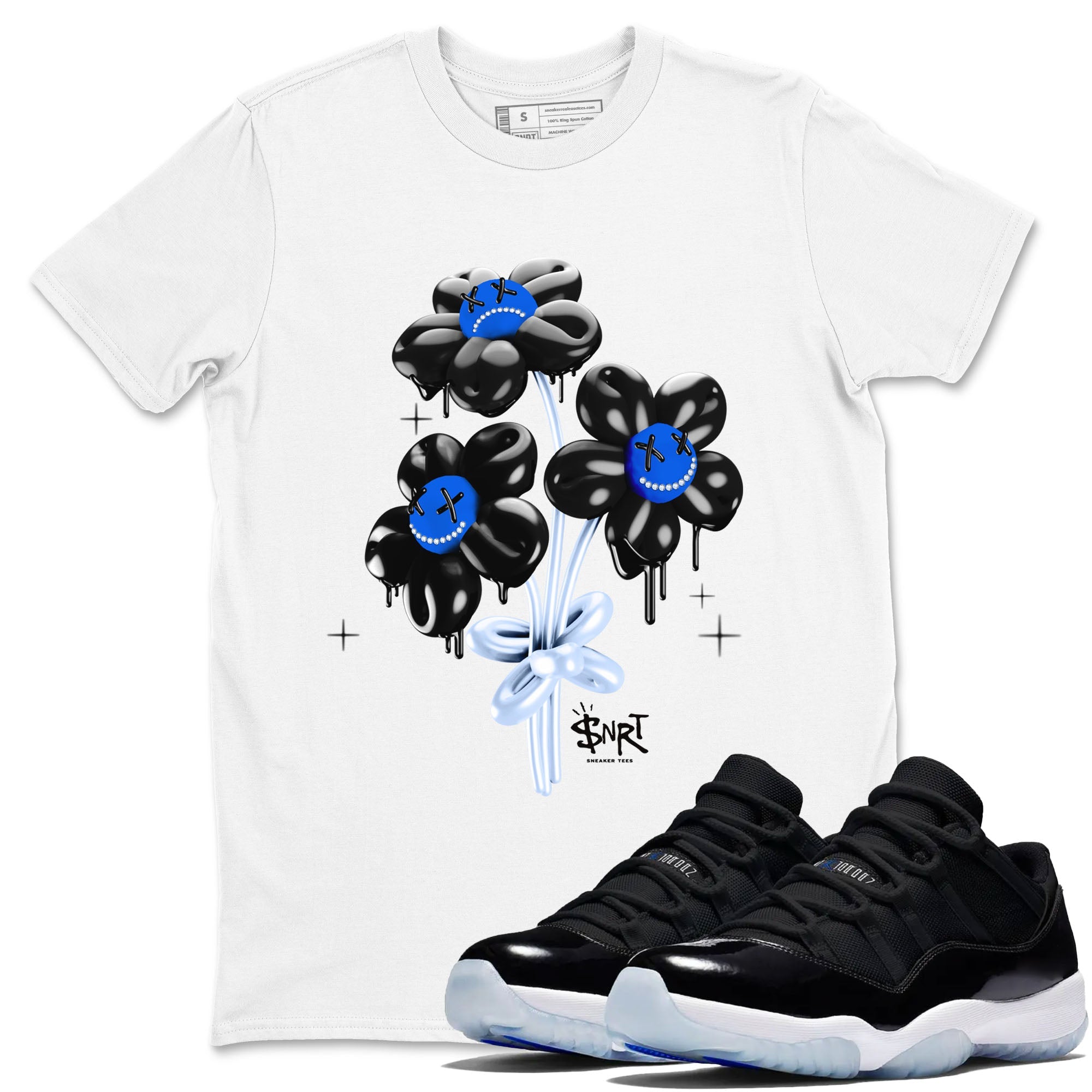11s Black and Varsity Royal shirt to match jordans Balloon Bouquet sneaker tees AJ11 Black and Varsity Royal Drip Gear Zone unisex cotton White 1 crew neck shirt