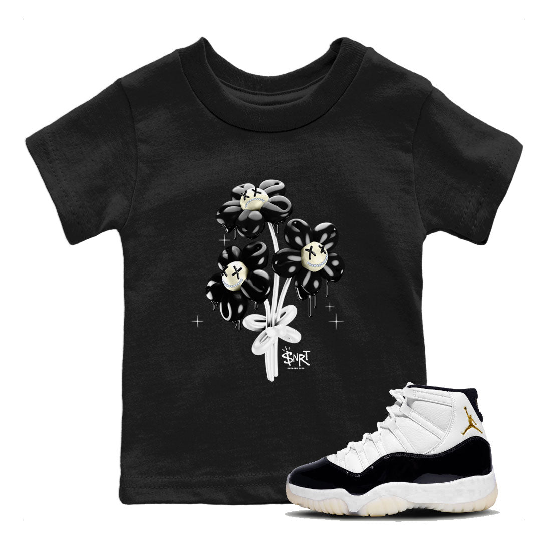 11s Gratitude shirt to match jordans Balloon Bouquet sneaker tees Air Jordan 11 Gratitude Drip Gear Zone Baby Toddler Black 1 T-Shirt