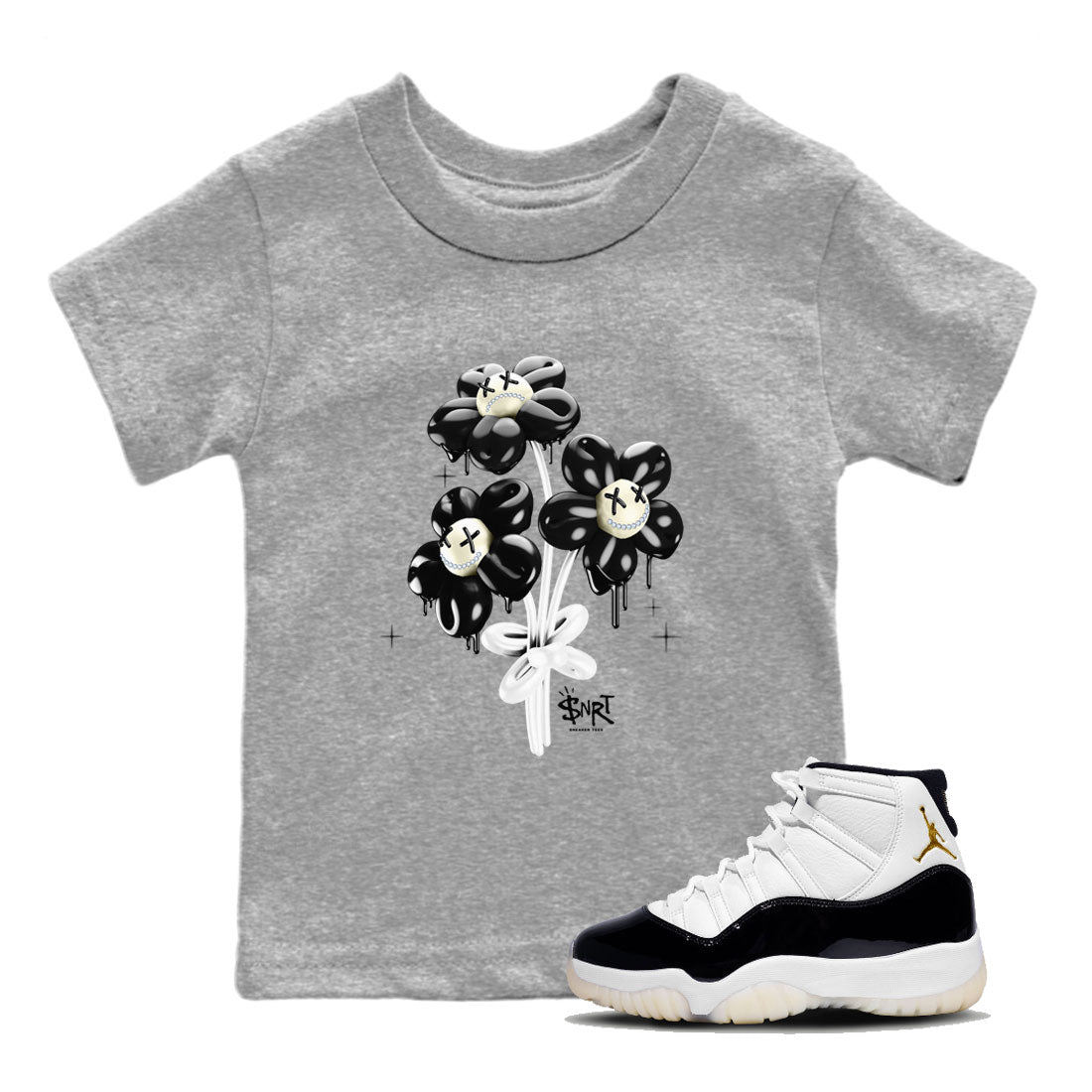 11s Gratitude shirt to match jordans Balloon Bouquet sneaker tees Air Jordan 11 Gratitude Drip Gear Zone Baby Toddler Heather Grey 1 T-Shirt