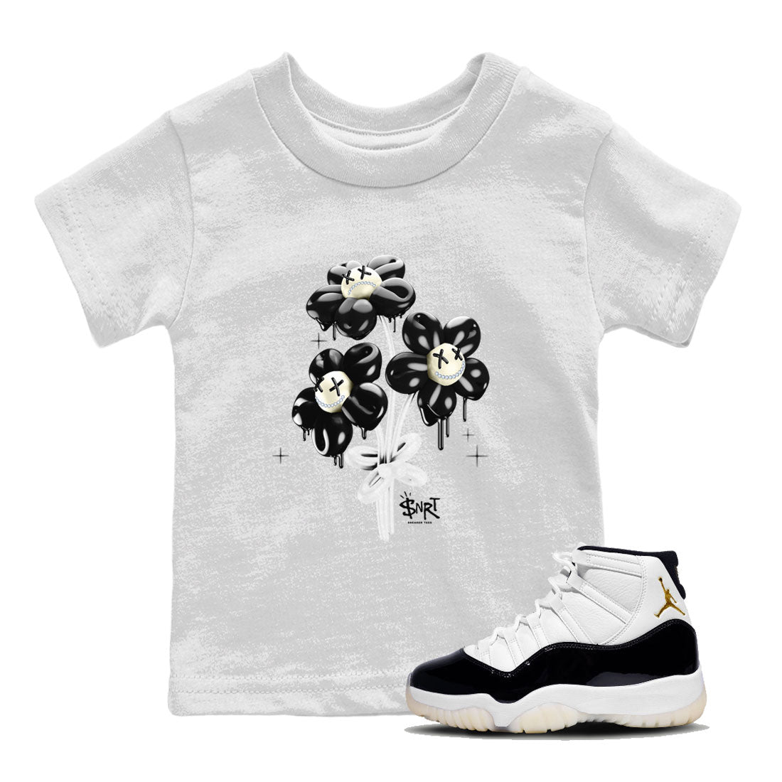 11s Gratitude shirt to match jordans Balloon Bouquet sneaker tees Air Jordan 11 Gratitude Drip Gear Zone Baby Toddler White 1 T-Shirt