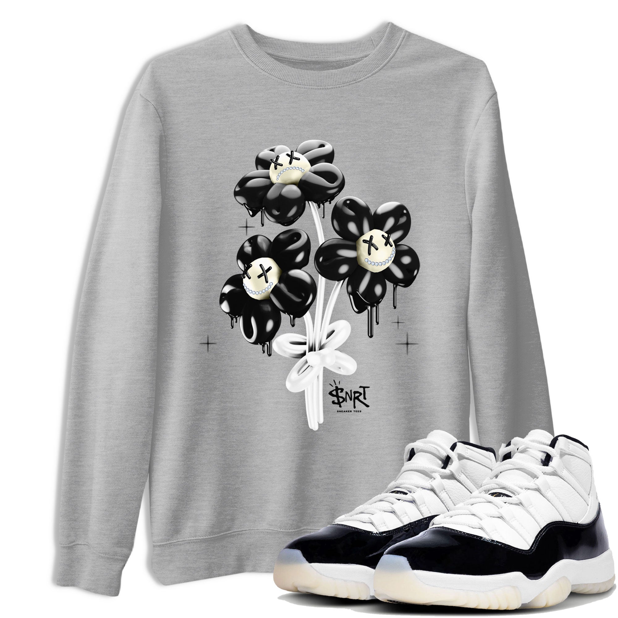 11s Gratitude shirt to match jordans Balloon Bouquet sneaker tees Air Jordan 11 Retro Gratitude Drip Gear Zone Streetwear Casual Fit Heather Grey 1 T-Shirt
