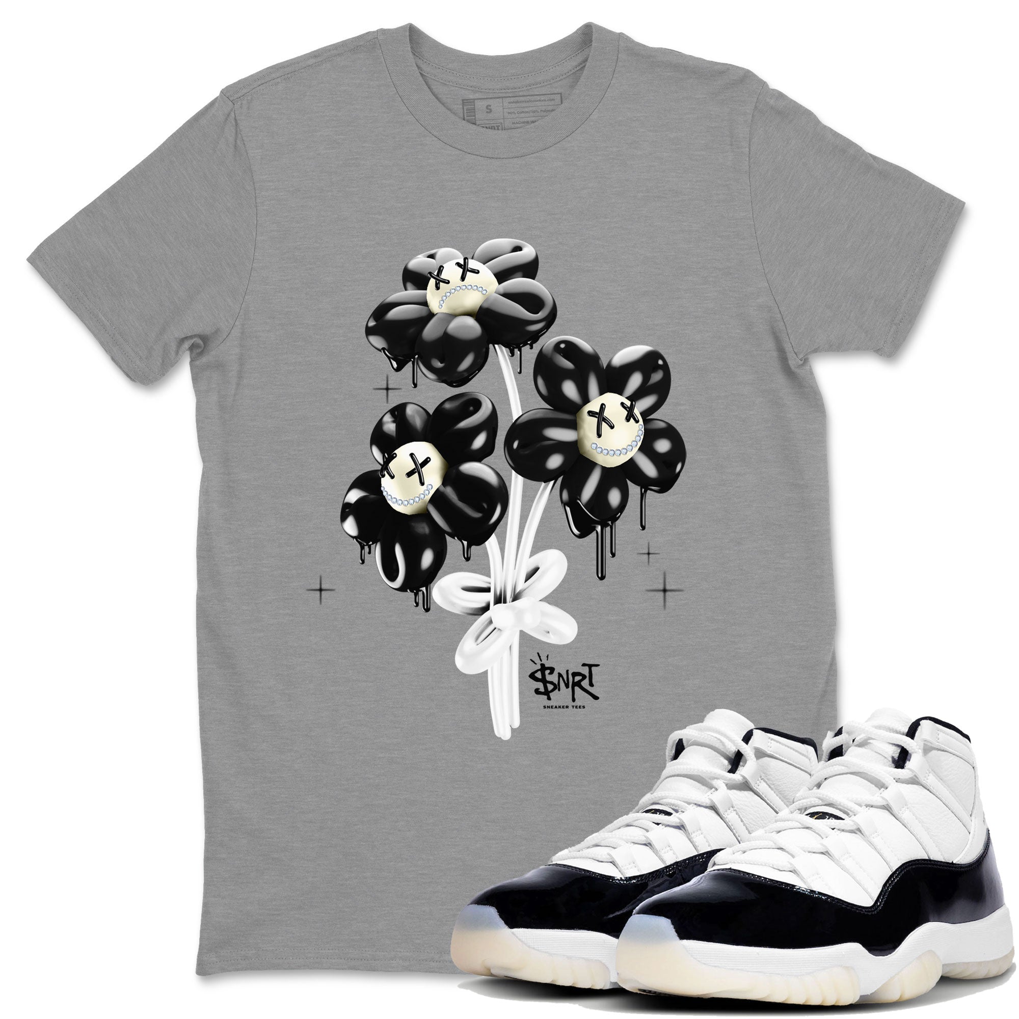 11s Gratitude shirt to match jordans Balloon Bouquet sneaker tees Air Jordan 11 Retro Gratitude Drip Gear Zone Streetwear Casual Fit Heather Grey 1 T-Shirt