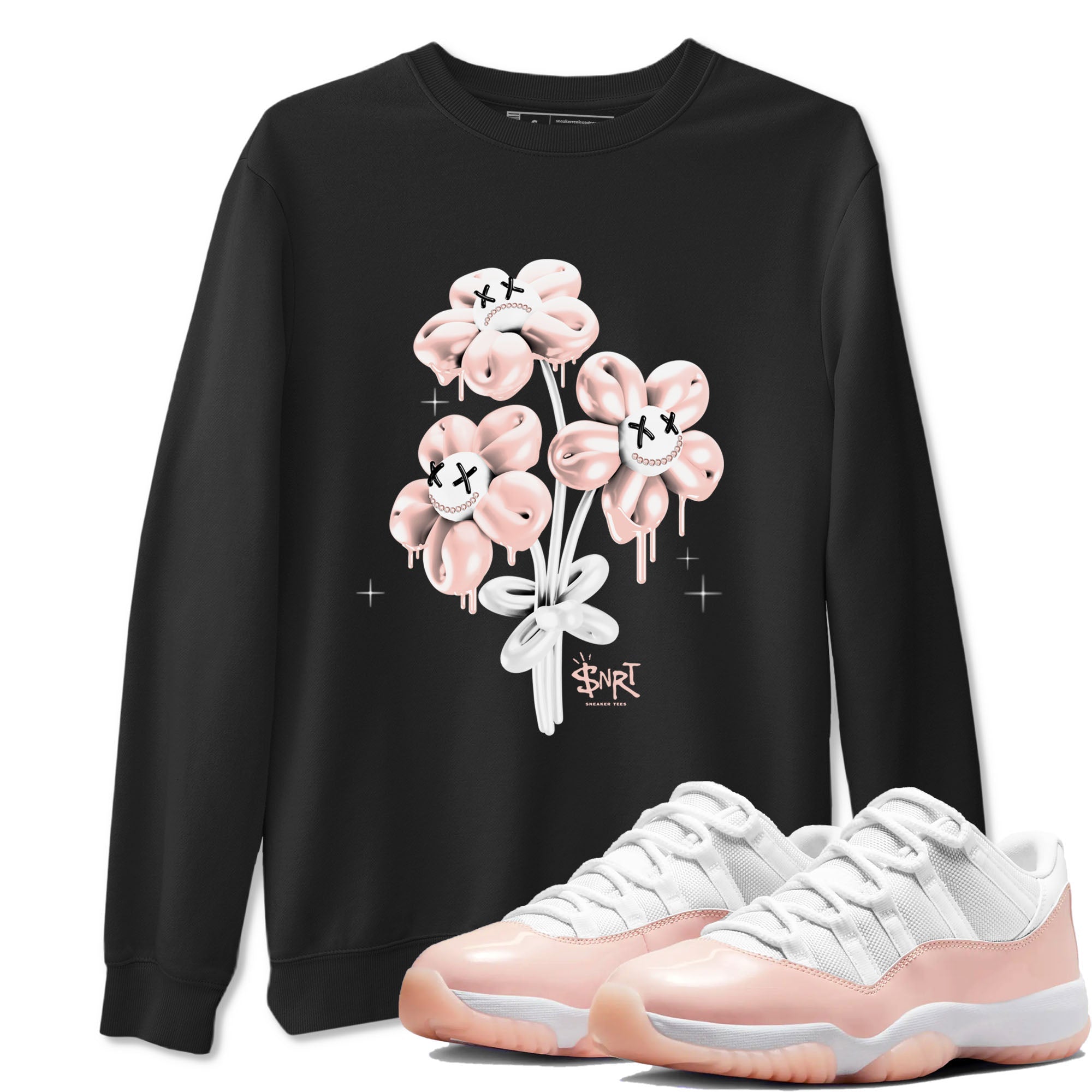 11s Legend Pink shirt to match jordans Balloon Bouquet sneaker tees Air Jordan 11 Legend Pink Drip Gear Zone unisex cotton Black 1 crew neck shirt