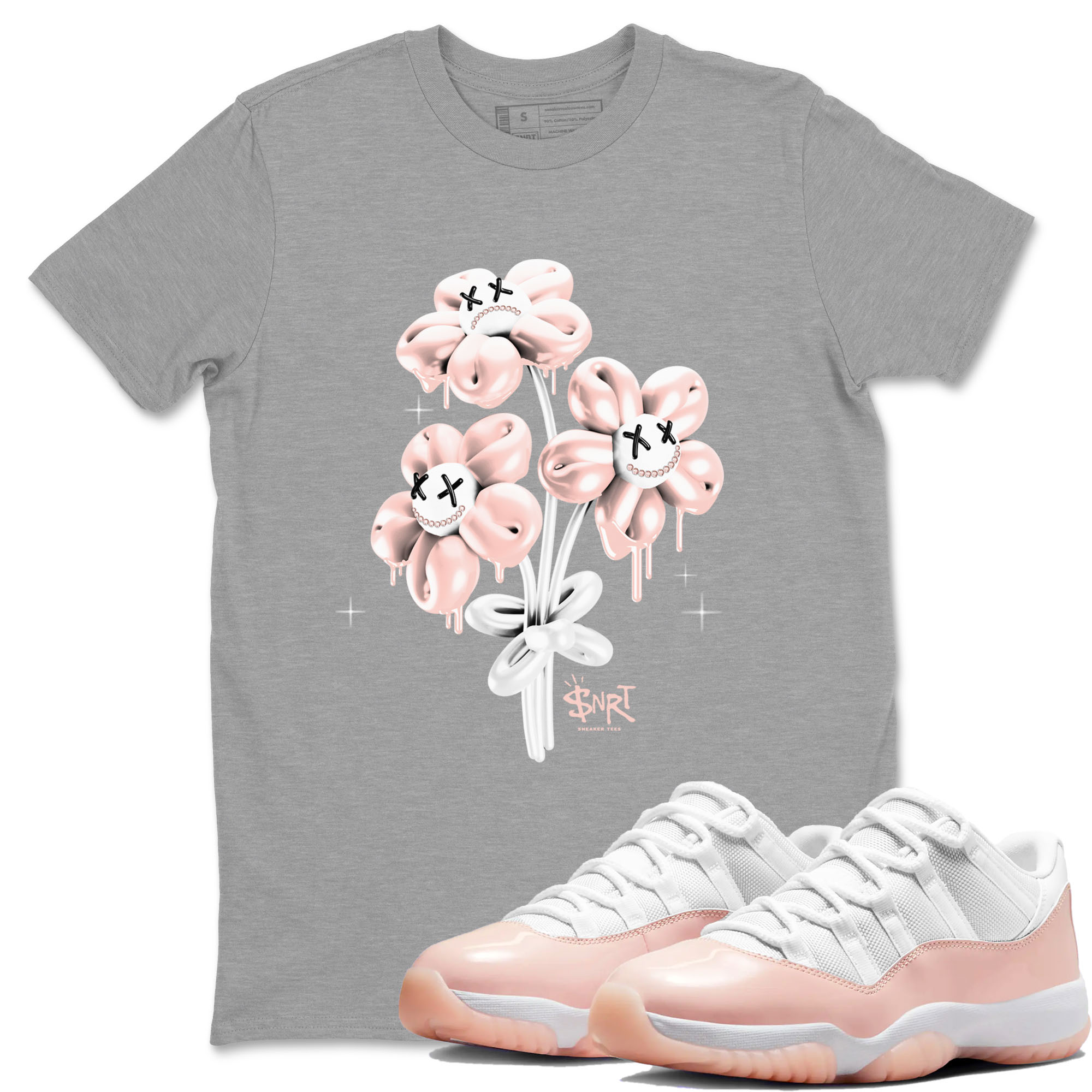 11s Legend Pink shirt to match jordans Balloon Bouquet sneaker tees Air Jordan 11 Legend Pink Drip Gear Zone unisex cotton Heather Grey 1 crew neck shirt