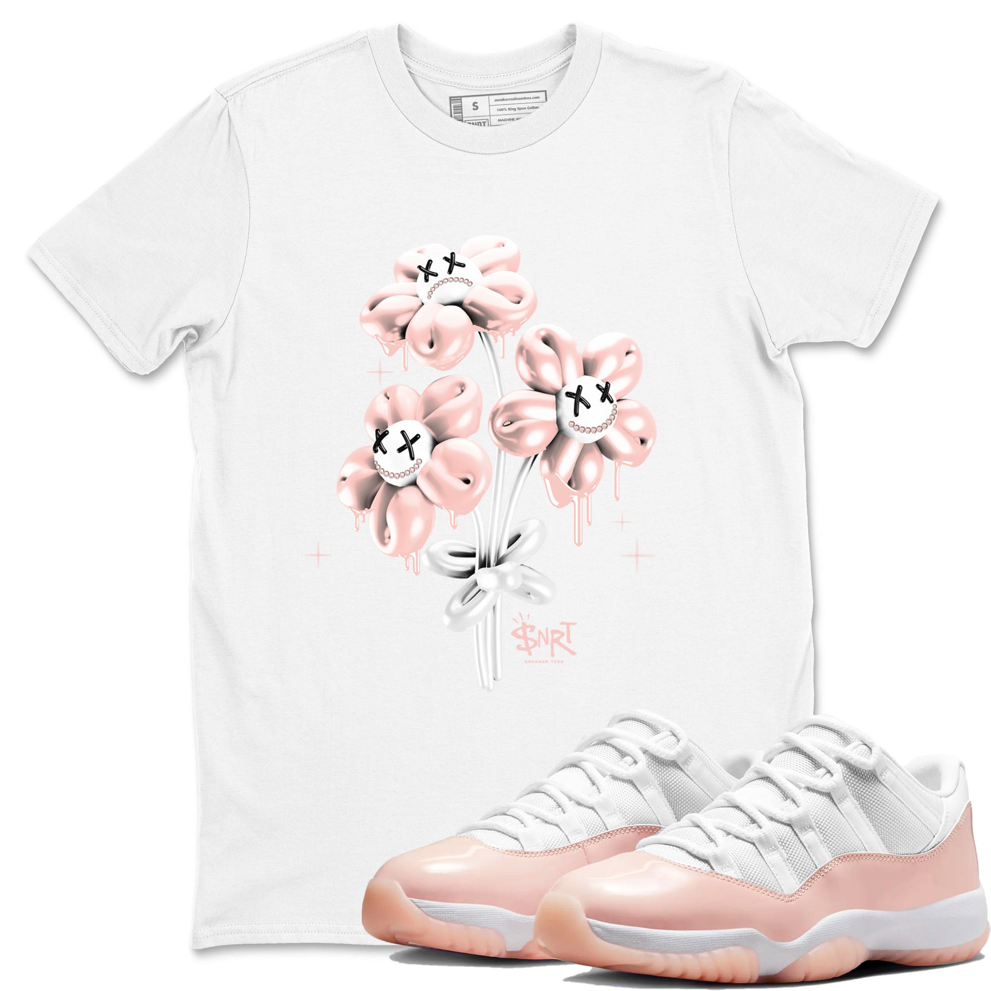 11s Legend Pink shirt to match jordans Balloon Bouquet sneaker tees Air Jordan 11 Legend Pink Drip Gear Zone unisex cotton White 1 crew neck shirt