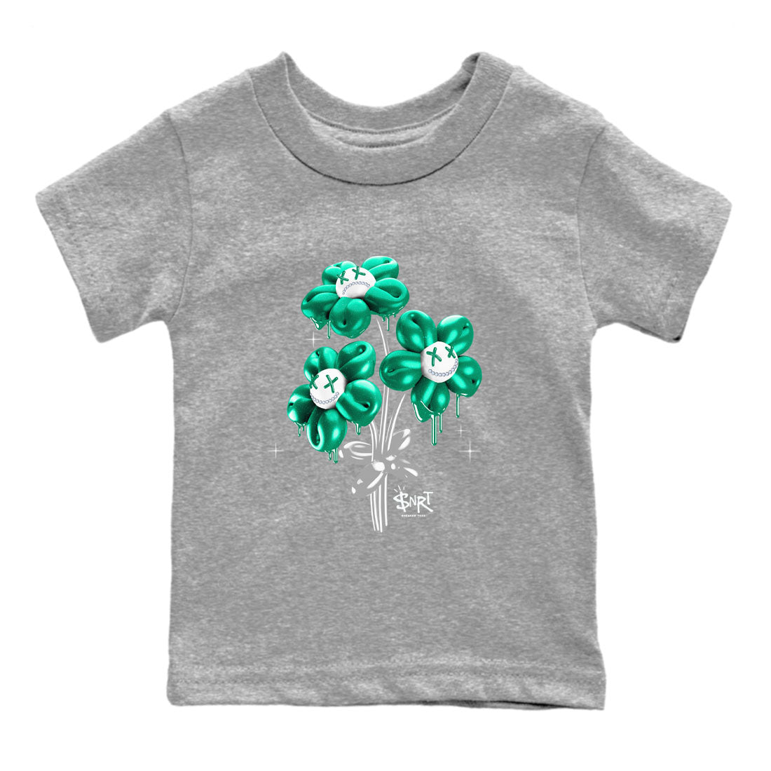 4s Oxidized Green shirts to match jordans Balloon Bouquet sneaker match tees Air Jordan 4 Oxidized Green Drip Gear Zone streetwear brand Baby and Youth Heather Grey 2 cotton tee