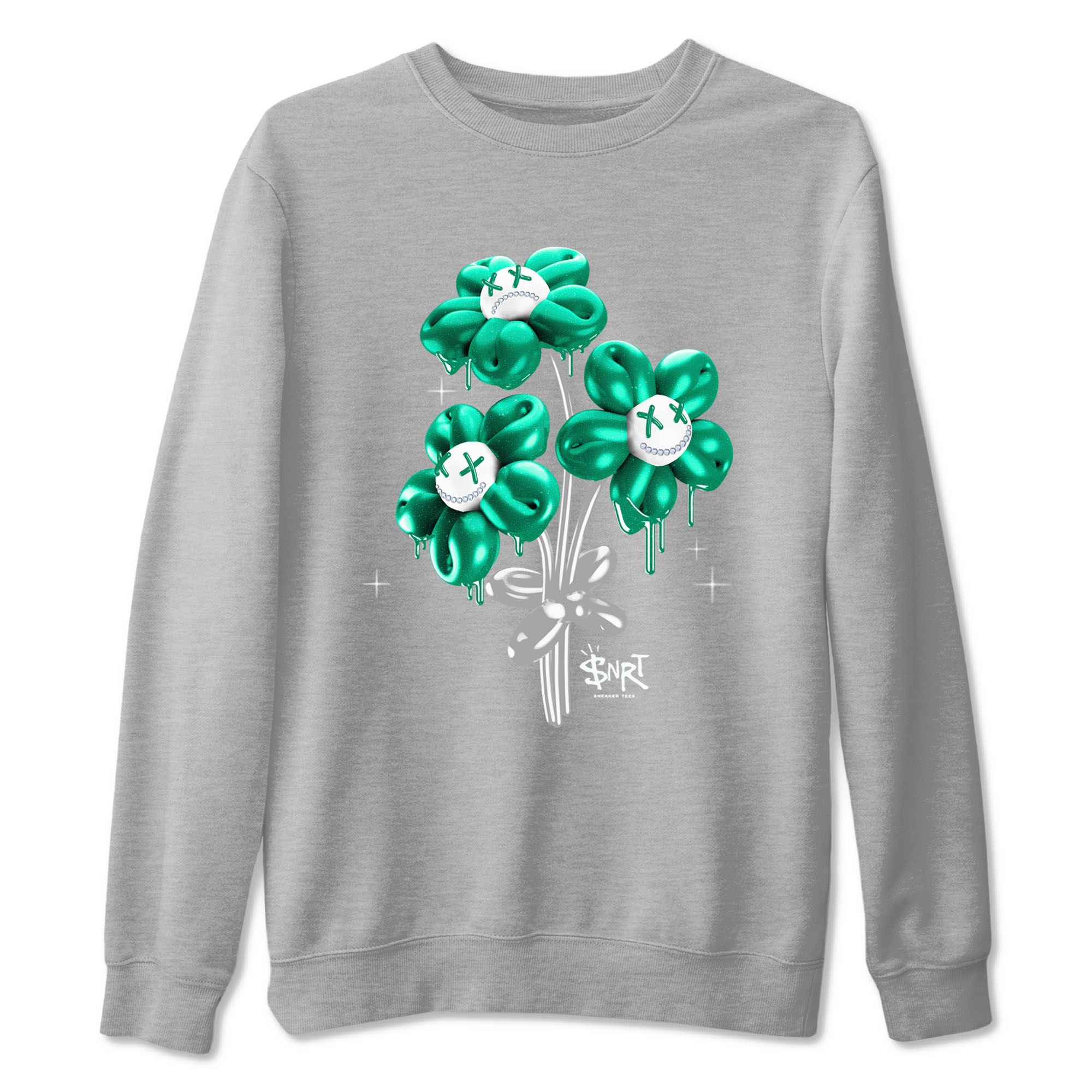 4s Oxidized Green shirts to match jordans Balloon Bouquet sneaker match tees Air Jordan 4 Oxidized Green Drip Gear Zone streetwear brand Heather Grey 2 unisex cotton tee