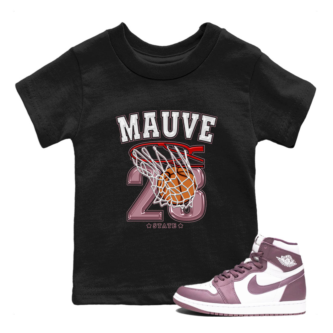Air Jordan 1 Mauve shirt to match jordans Basketball sneaker tees AJ1 Mauve Drip Gear Zone Sneaker Matching Clothing Brand Baby Toddler Black 1 T-Shirt