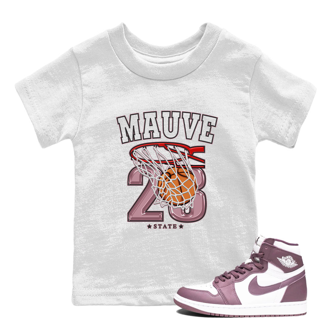 Air Jordan 1 Mauve shirt to match jordans Basketball sneaker tees AJ1 Mauve Drip Gear Zone Sneaker Matching Clothing Brand Baby Toddler White 1 T-Shirt