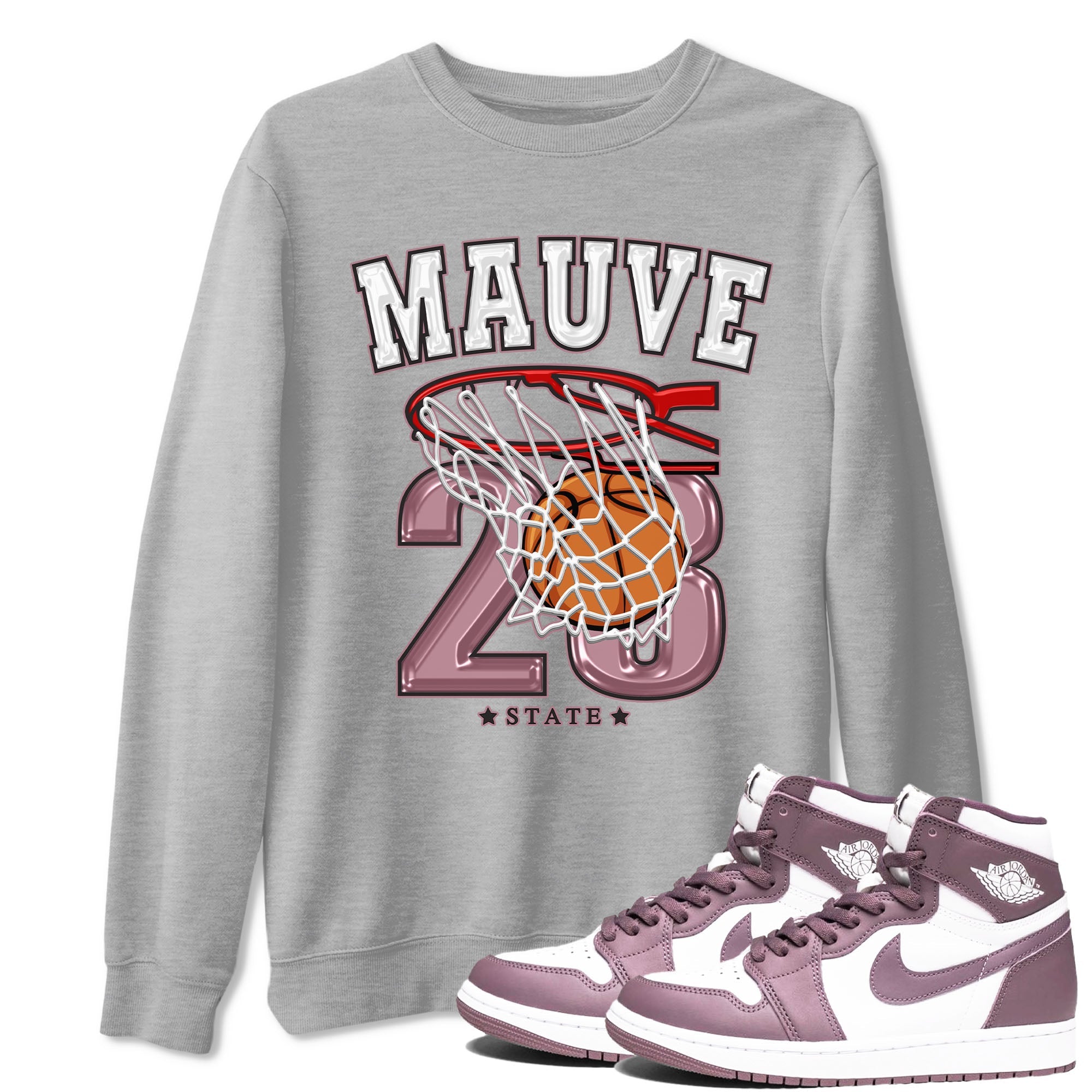 Air Jordan 1 Mauve shirt to match jordans Basketball sneaker tees AJ1 Mauve Drip Gear Zone Sneaker Matching Clothing Brand Unisex Sneaker Tee Heather Grey 1 T-Shirt