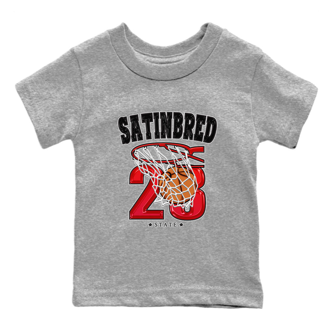 Air Jordan 1 Satin Bred shirt to match jordans Basketball sneaker tees AJ1 Retro Satin Bred Drip Gear Zone Sneaker Matching Clothing Brand Baby Toddler Heather Grey 2 T-Shirt