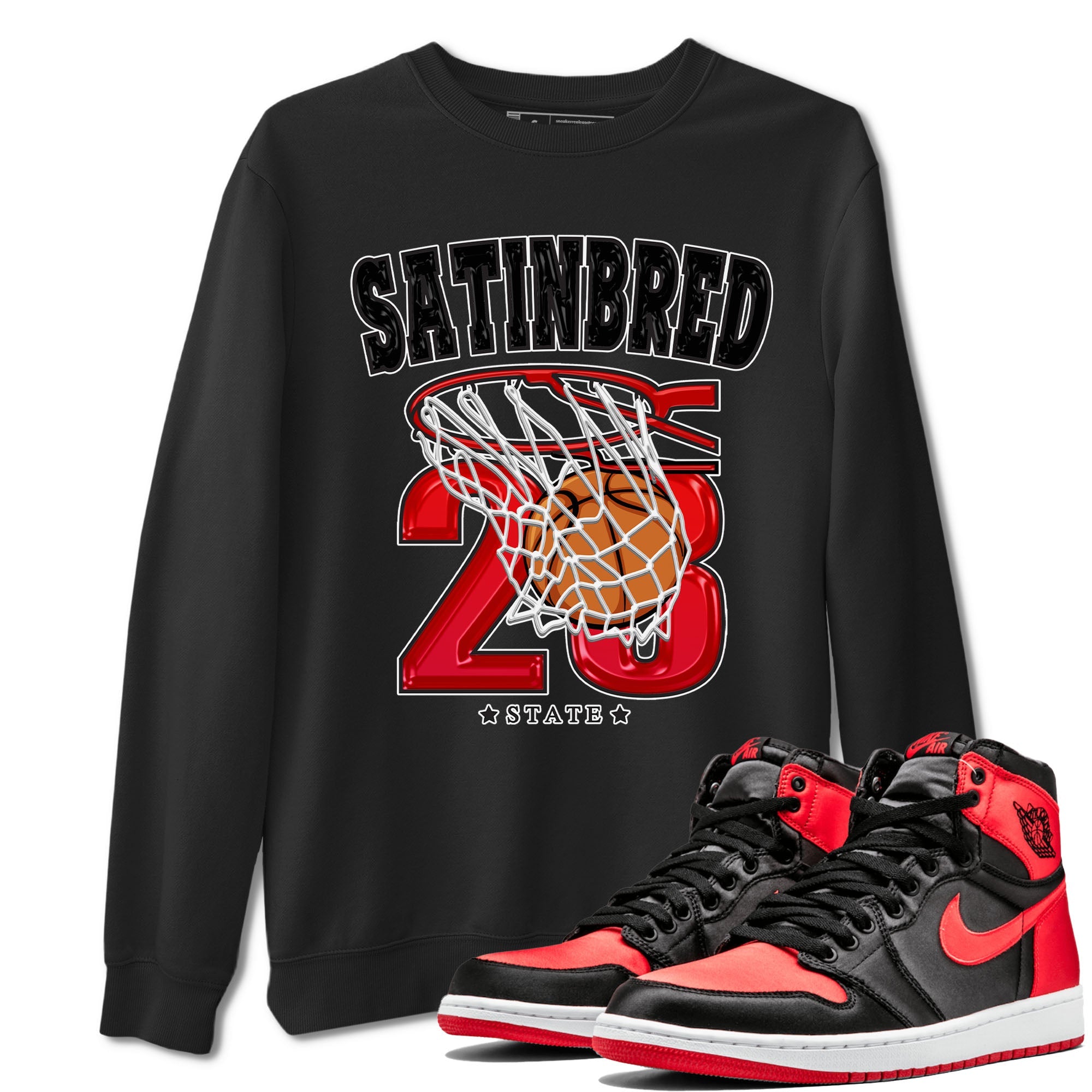 Air Jordan 1 Satin Bred shirt to match jordans Basketball sneaker tees AJ1 Retro Satin Bred Drip Gear Zone Sneaker Matching Clothing Brand Unisex Sneaker Tee Black 1 T-Shirt