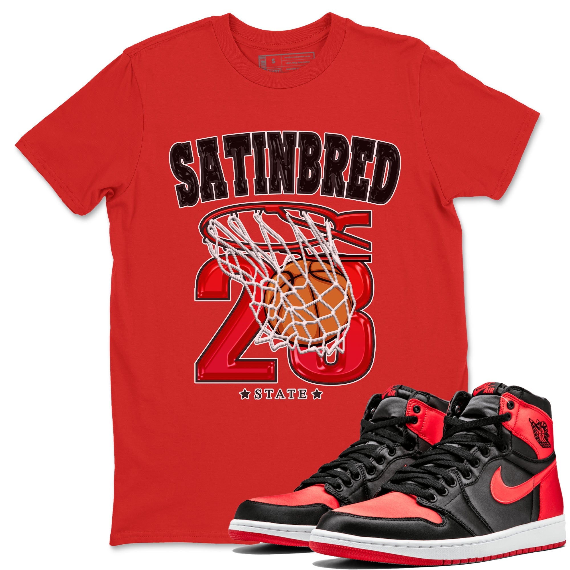 Air Jordan 1 Satin Bred shirt to match jordans Basketball sneaker tees AJ1 Retro Satin Bred Drip Gear Zone Sneaker Matching Clothing Brand Unisex Sneaker Tee Red 1 T-Shirt