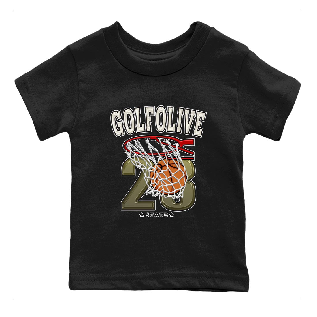 Jordan 1 Low X Travis Scott Golf Olive shirt to match jordans Basketball sneaker release tees Air Jordan 1 Travis Scott Golf Olive Drip Gear Zone Baby Toddler Black 2 T-Shirt
