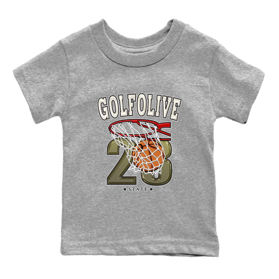 Jordan 1 Low X Travis Scott Golf Olive shirt to match jordans Basketball sneaker release tees Air Jordan 1 Travis Scott Golf Olive Drip Gear Zone Baby Toddler Heather Grey 2 T-Shirt
