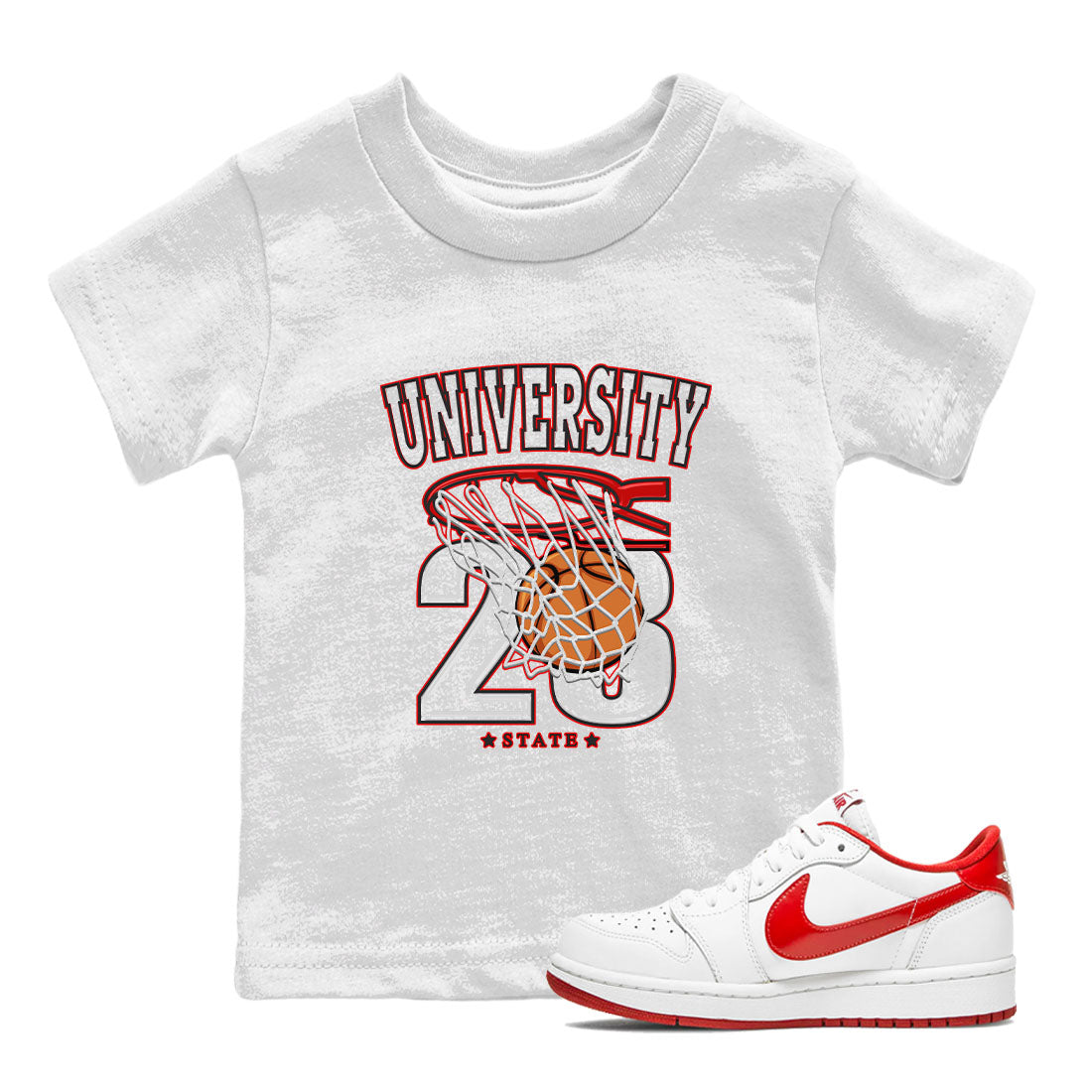 1s Low University Red shirt to match jordans Basketball sneaker tees Air Jordan 1 University Red Drip Gear Zone Sneaker Matching Clothing Brand Baby Toddler White 1 T-Shirt