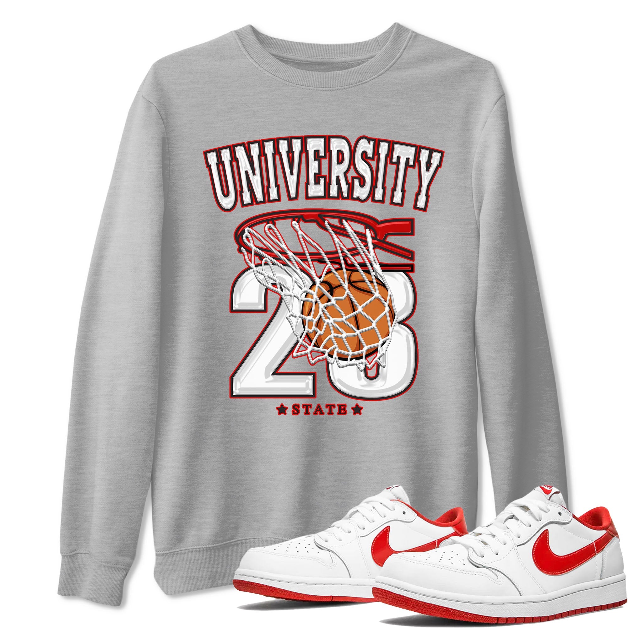 1s Low University Red shirt to match jordans Basketball sneaker tees Air Jordan 1 University Red Drip Gear Zone Sneaker Matching Clothing Brand Unisex Sneaker Tee Heather Grey 1 T-Shirt