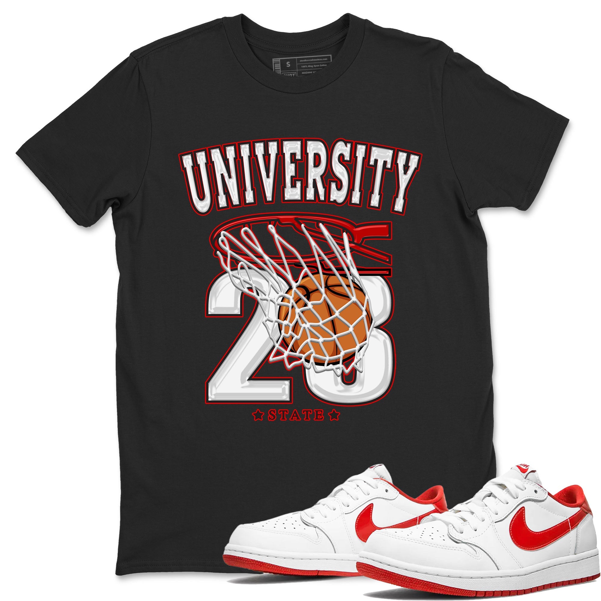1s Low University Red shirt to match jordans Basketball sneaker tees Air Jordan 1 University Red Drip Gear Zone Sneaker Matching Clothing Brand Unisex Sneaker Tee Black 1 T-Shirt