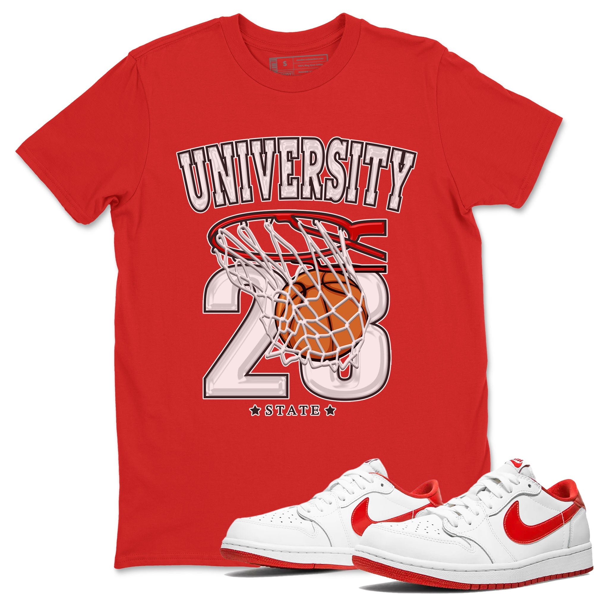 1s Low University Red shirt to match jordans Basketball sneaker tees Air Jordan 1 University Red Drip Gear Zone Sneaker Matching Clothing Brand Unisex Sneaker Tee Red 1 T-Shirt