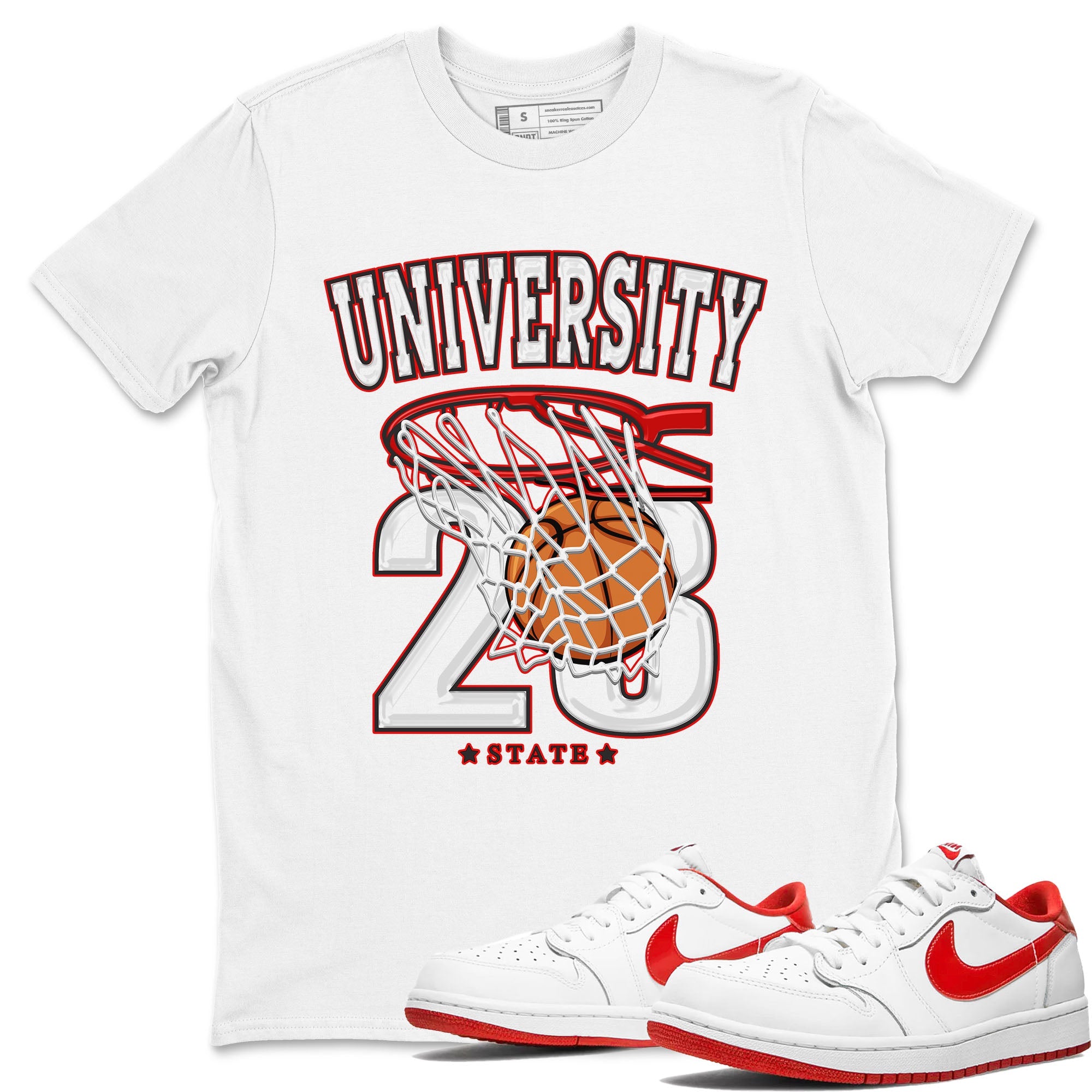 1s Low University Red shirt to match jordans Basketball sneaker tees Air Jordan 1 University Red Drip Gear Zone Sneaker Matching Clothing Brand Unisex Sneaker Tee White 1 T-Shirt