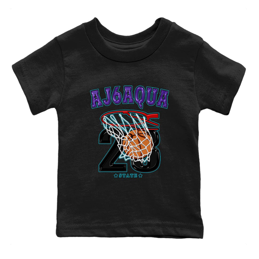 AJ6 Aqua shirt to match jordans Basketball sneaker release tees Air Jordan 6 Aqua Drip Gear Zone Baby Toddler Black 2 T-Shirt